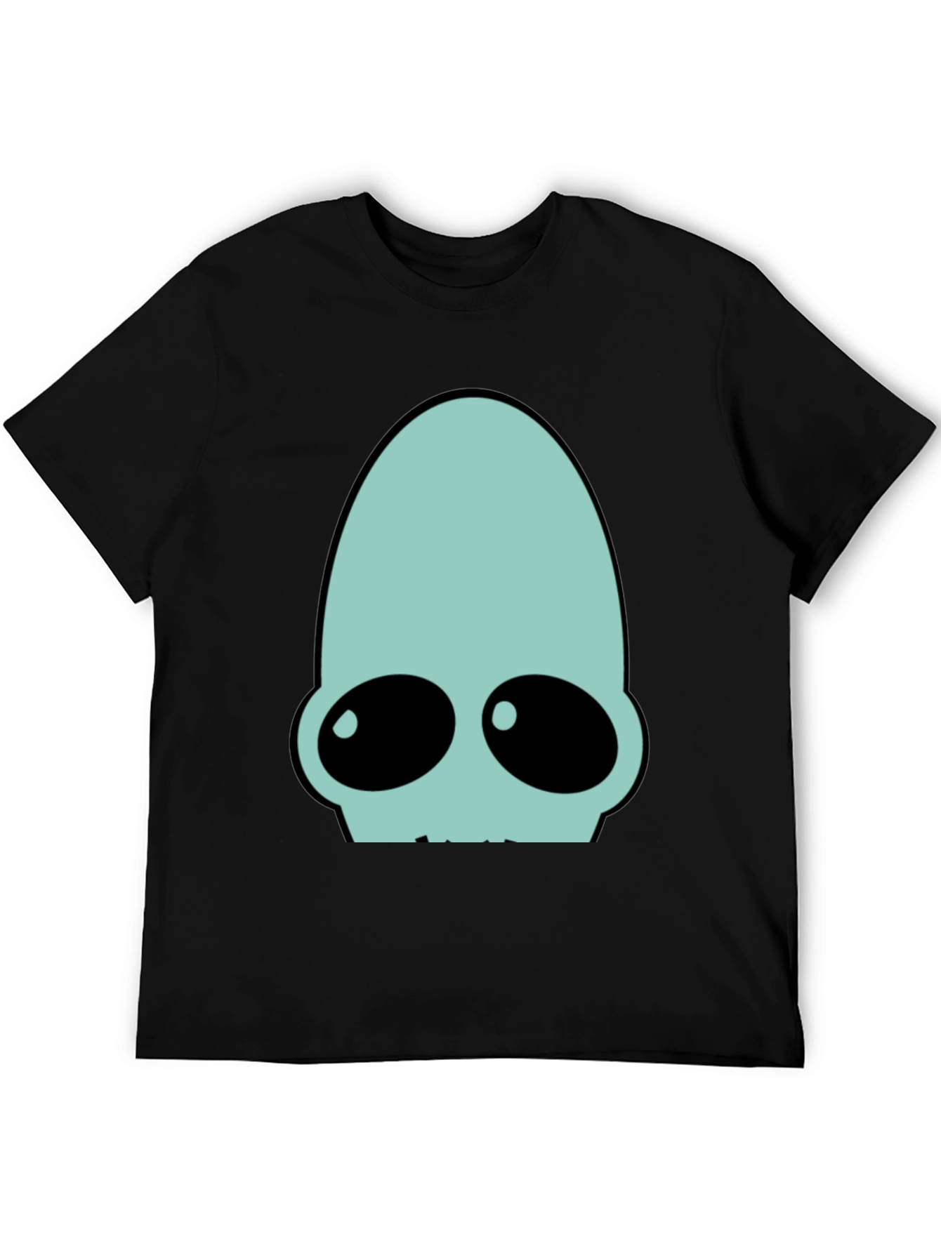 Black Futuristic Alien Head Graphic Tee - Black view 5