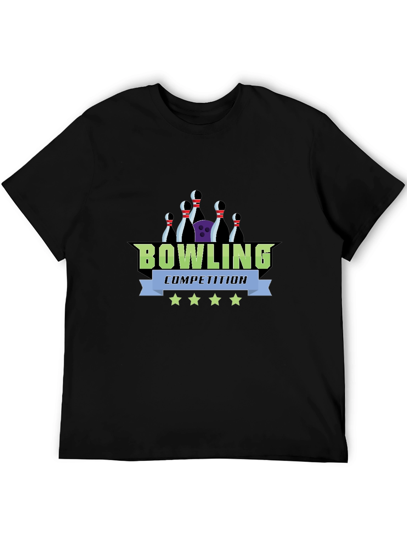 Black Bowling Competition Graphic Tee - Black Cotton view 5