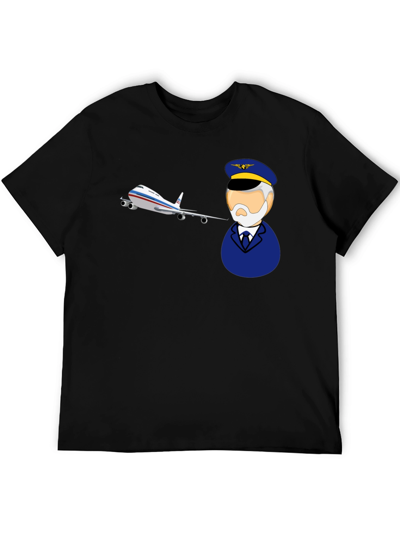 Black Pilot & Plane Graphic Tee - Aviation T-Shirt view 5