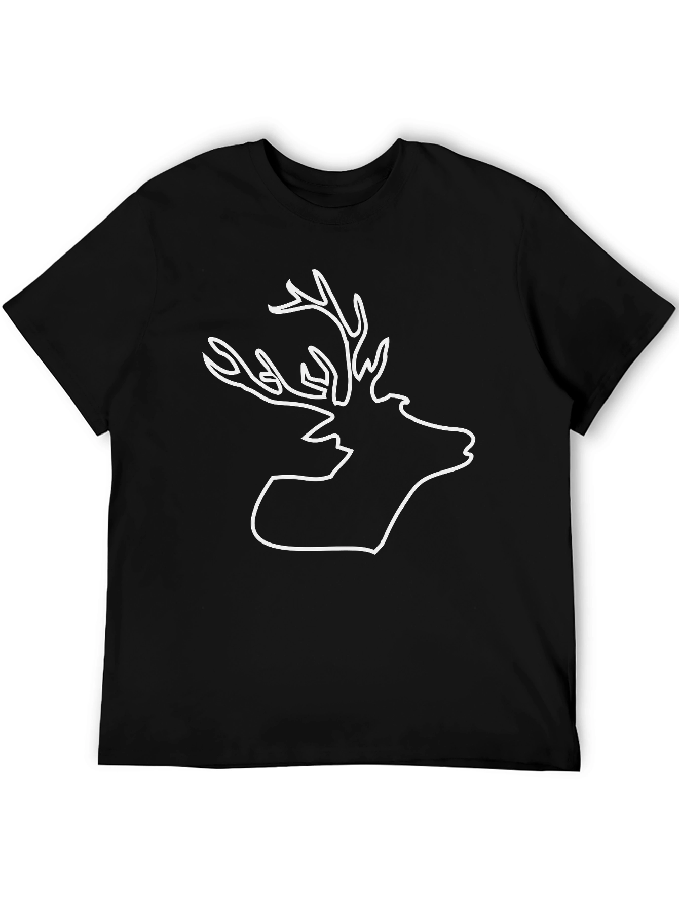 Black Stag Outline Graphic Black T-Shirt view 5