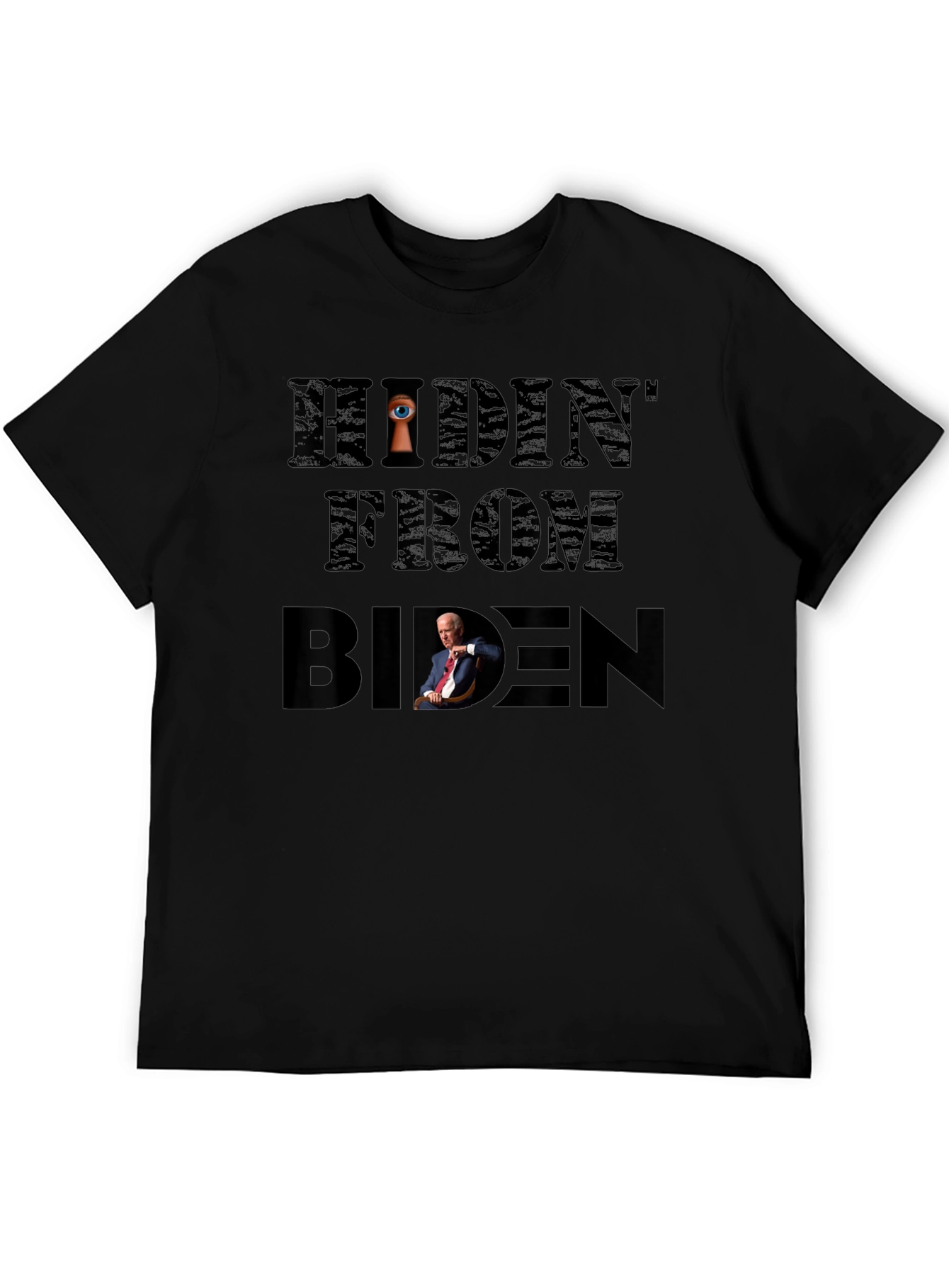 Black Hidin' From Biden Graphic T-Shirt view 5