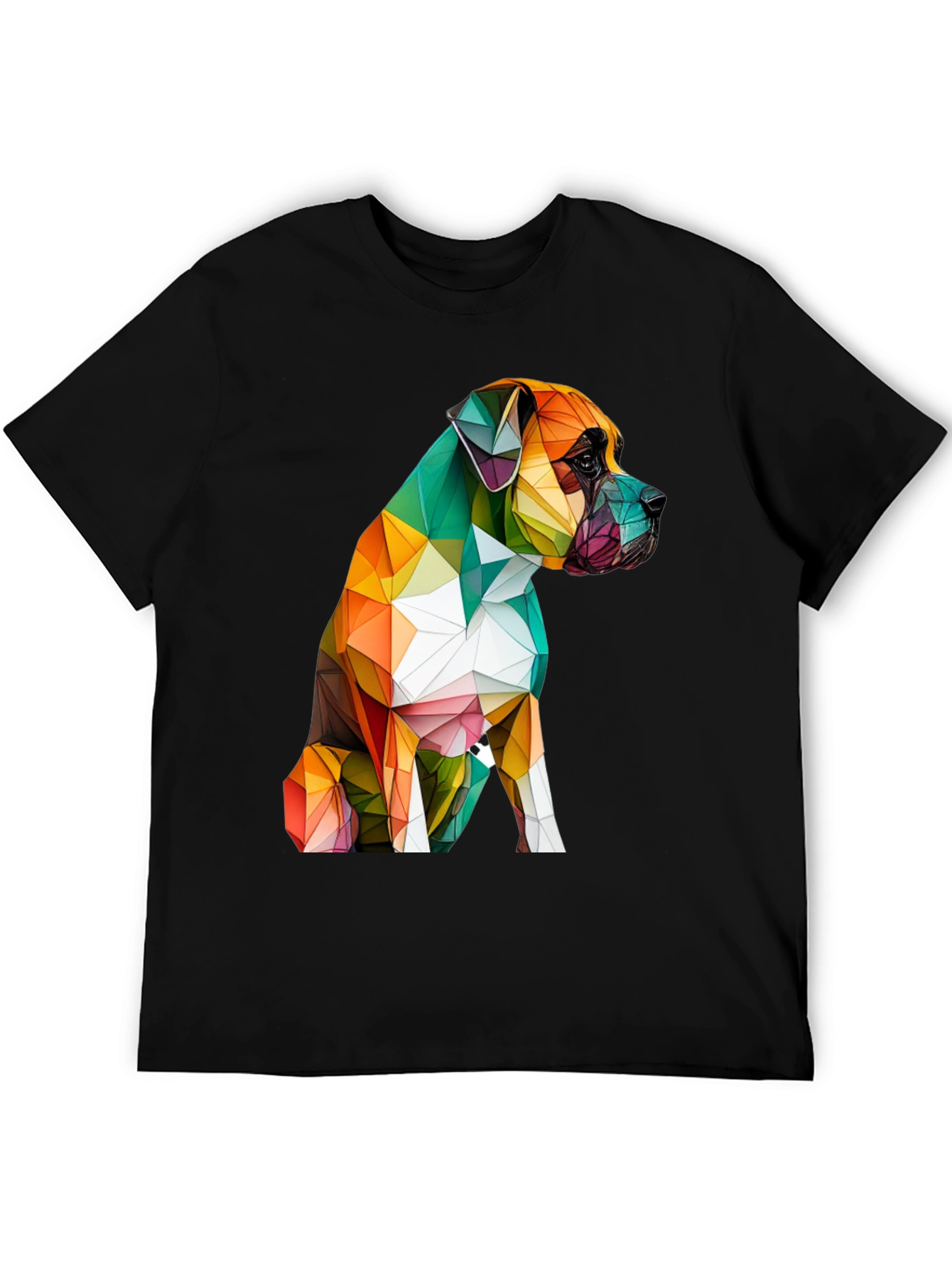 Black Geometric Dog Graphic Tee - Modern Art Shirt view 5