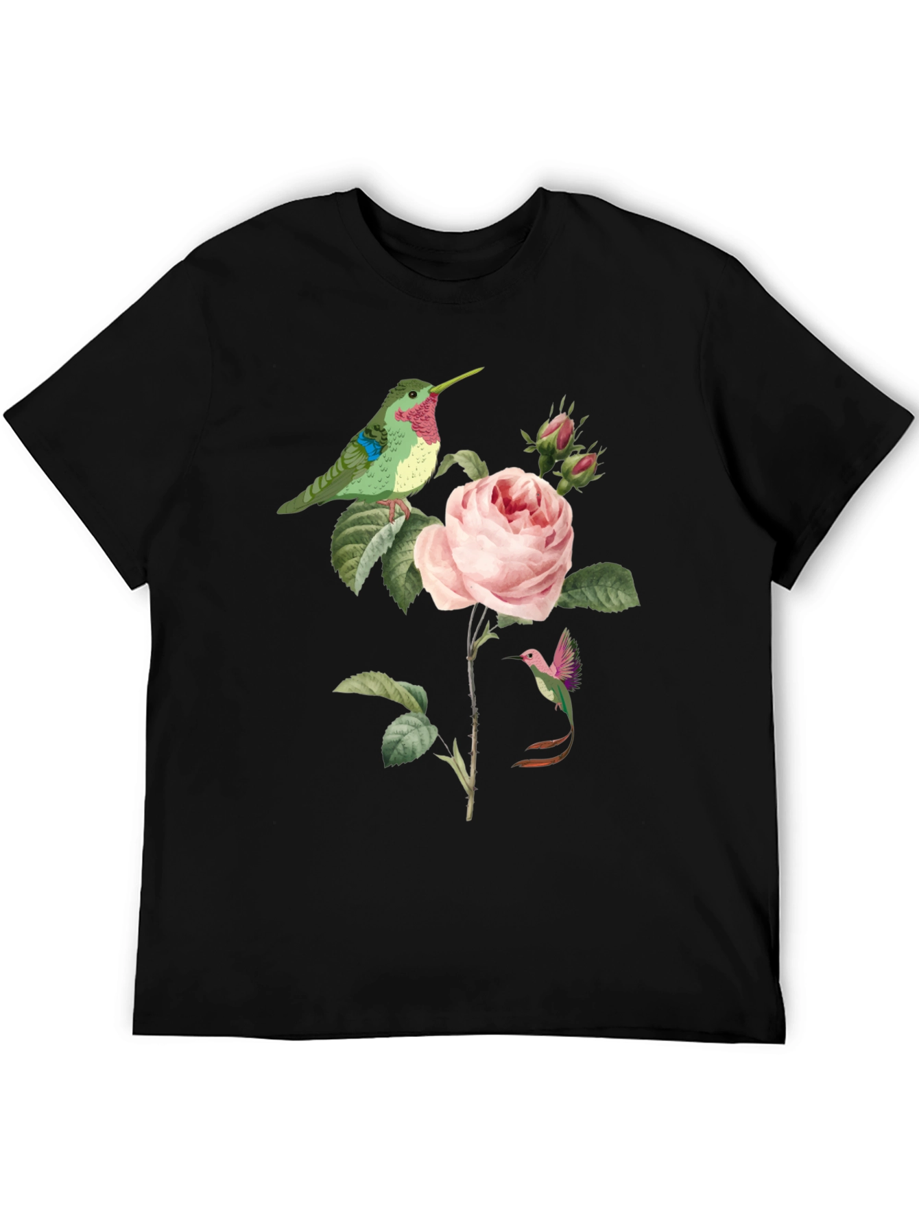 Black Hummingbird & Rose Graphic Tee view 5