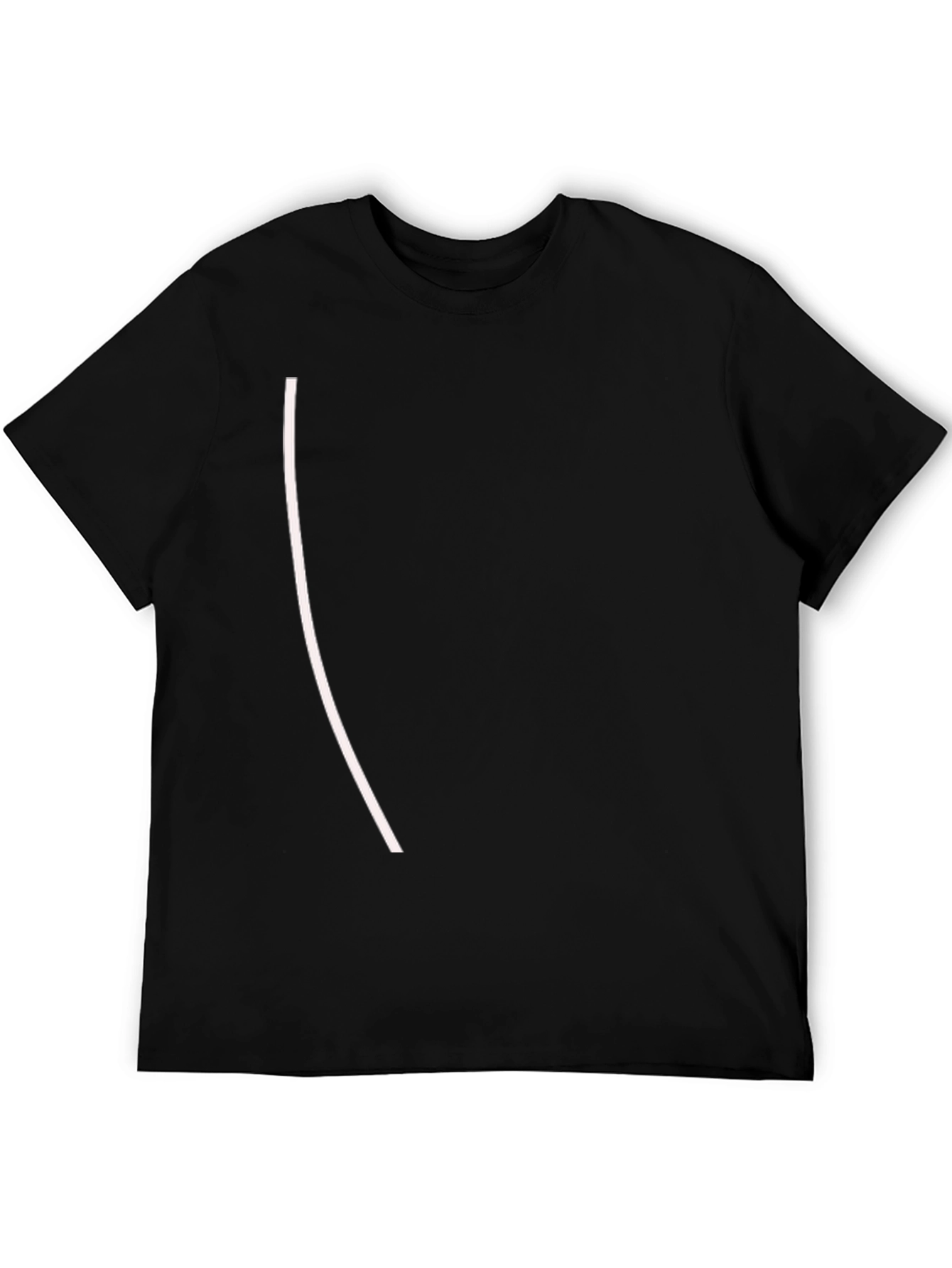 Black Black Crew Neck T-Shirt with Unique Stripe Design view 5