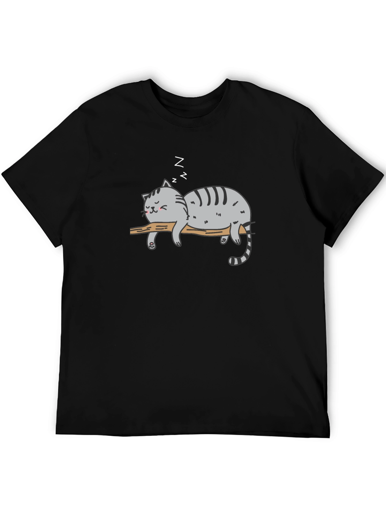 Black Lazy Cat Nap T-Shirt - Relaxed Graphic Tee view 5