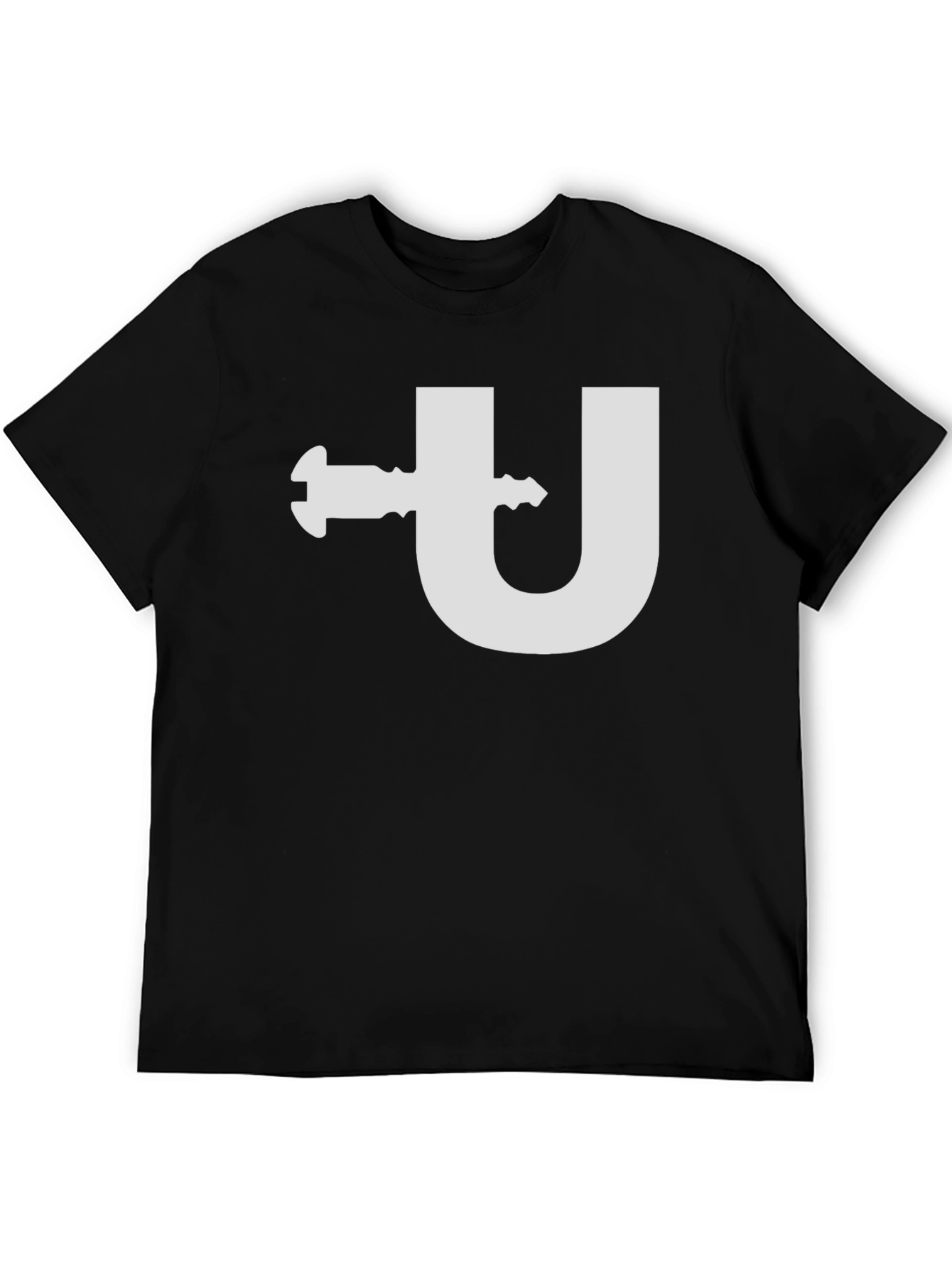 Black Funny U Clamp T-Shirt - Black Cotton Tee view 5