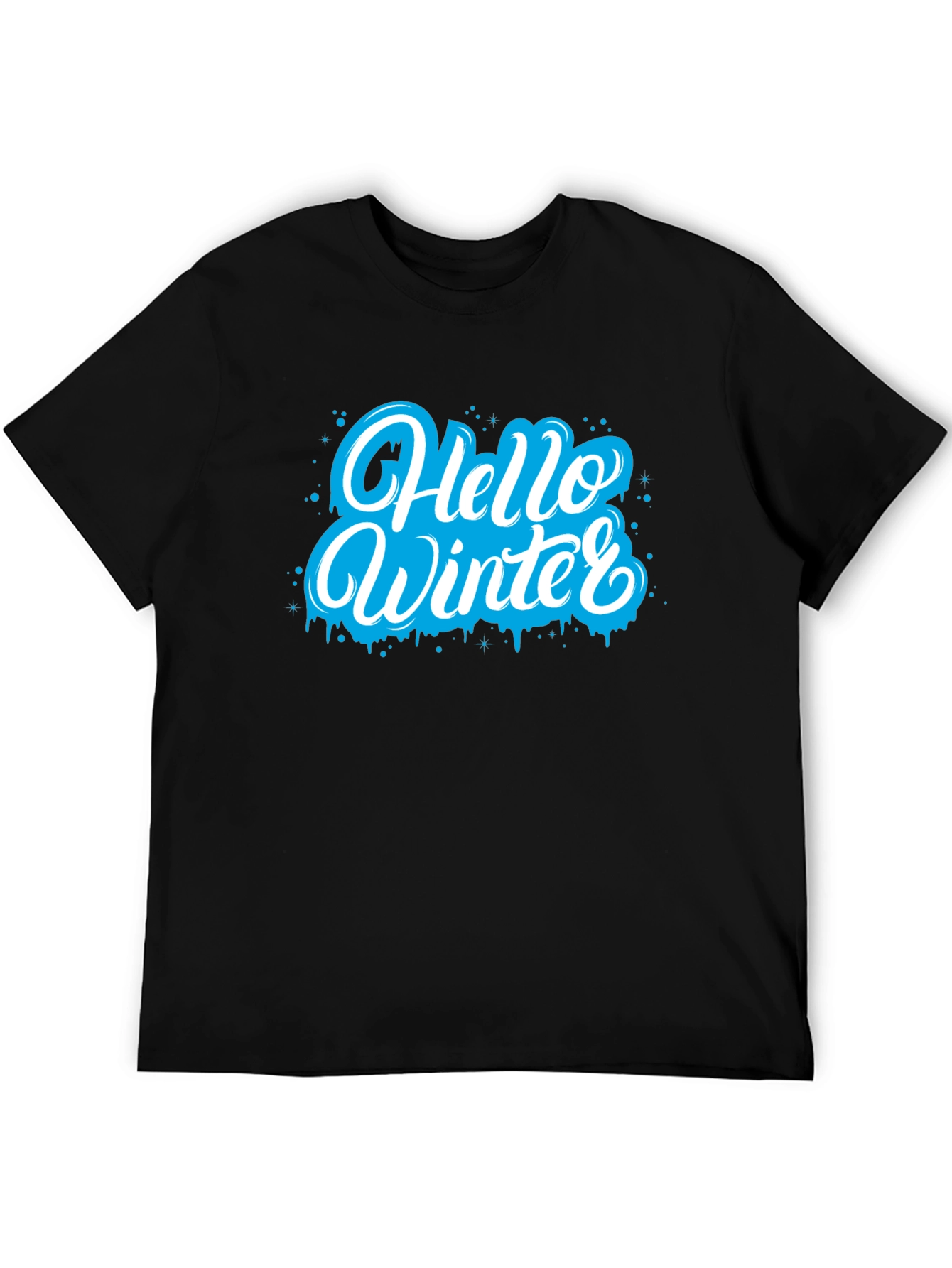 Black Hello Winter Graphic Tee - Holiday Season Style view 5