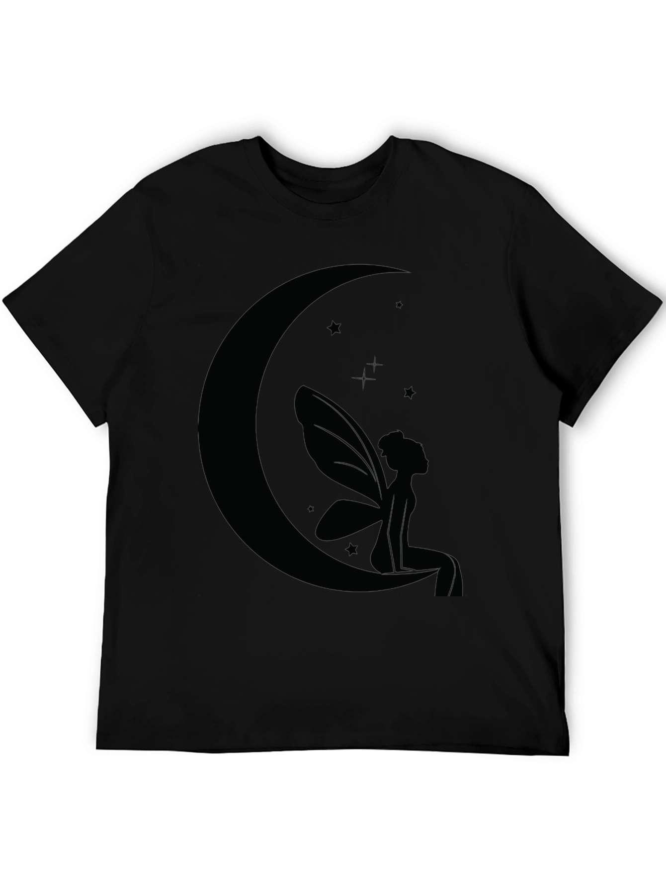 Black Moon Fairy Graphic Tee - Black Cotton Comfort view 5