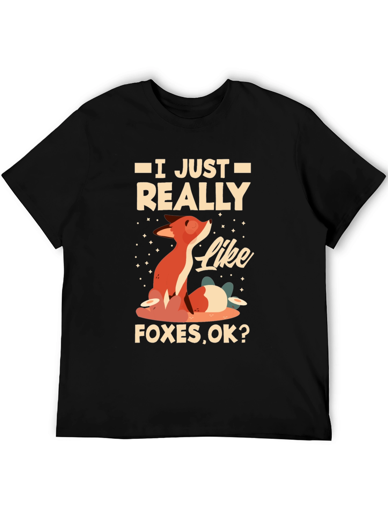 Black I Just Really Like Foxes T-Shirt view 5