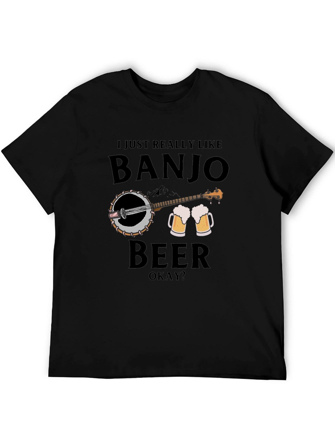 Black Banjo and Beer Graphic T-Shirt view 5