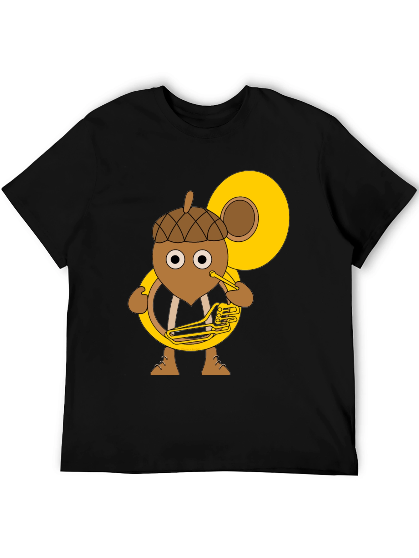 Black Acorn Tuba Player Black T-Shirt view 5