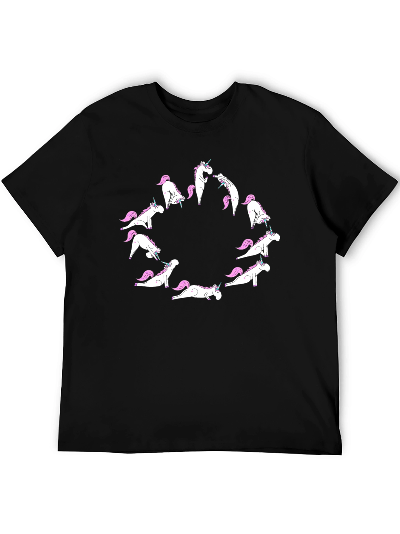 Black Yoga Unicorn Black T-Shirt view 5