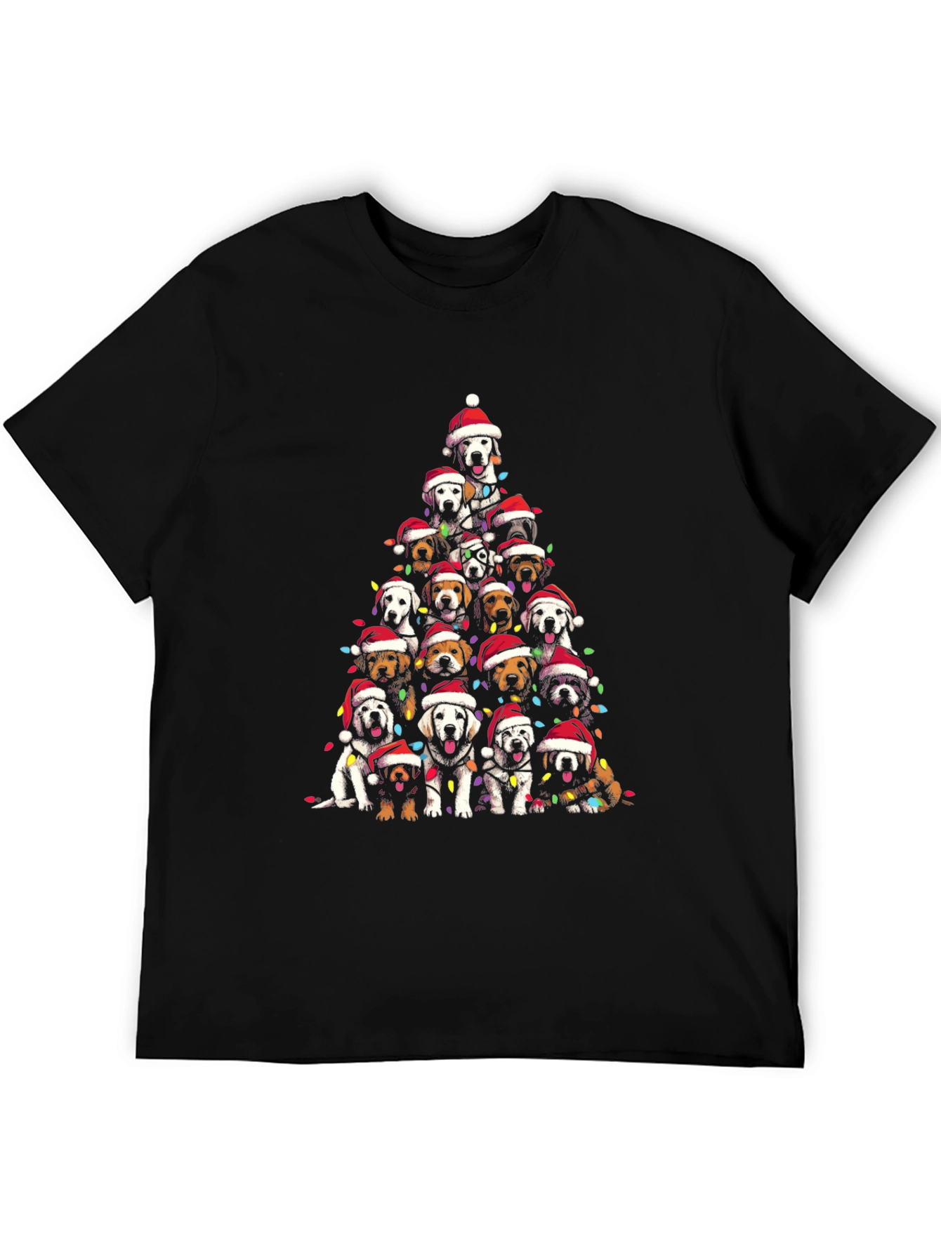 Black Dog Breed Christmas Tree T-Shirt view 5