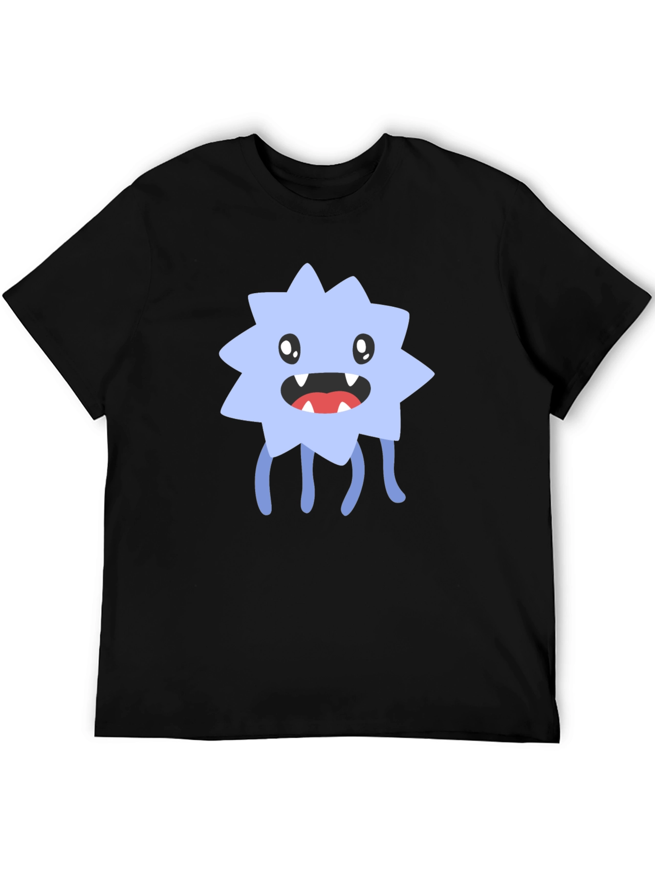 Black Funny Monster Graphic Tee - Black Cotton Blend T-Shirt view 5