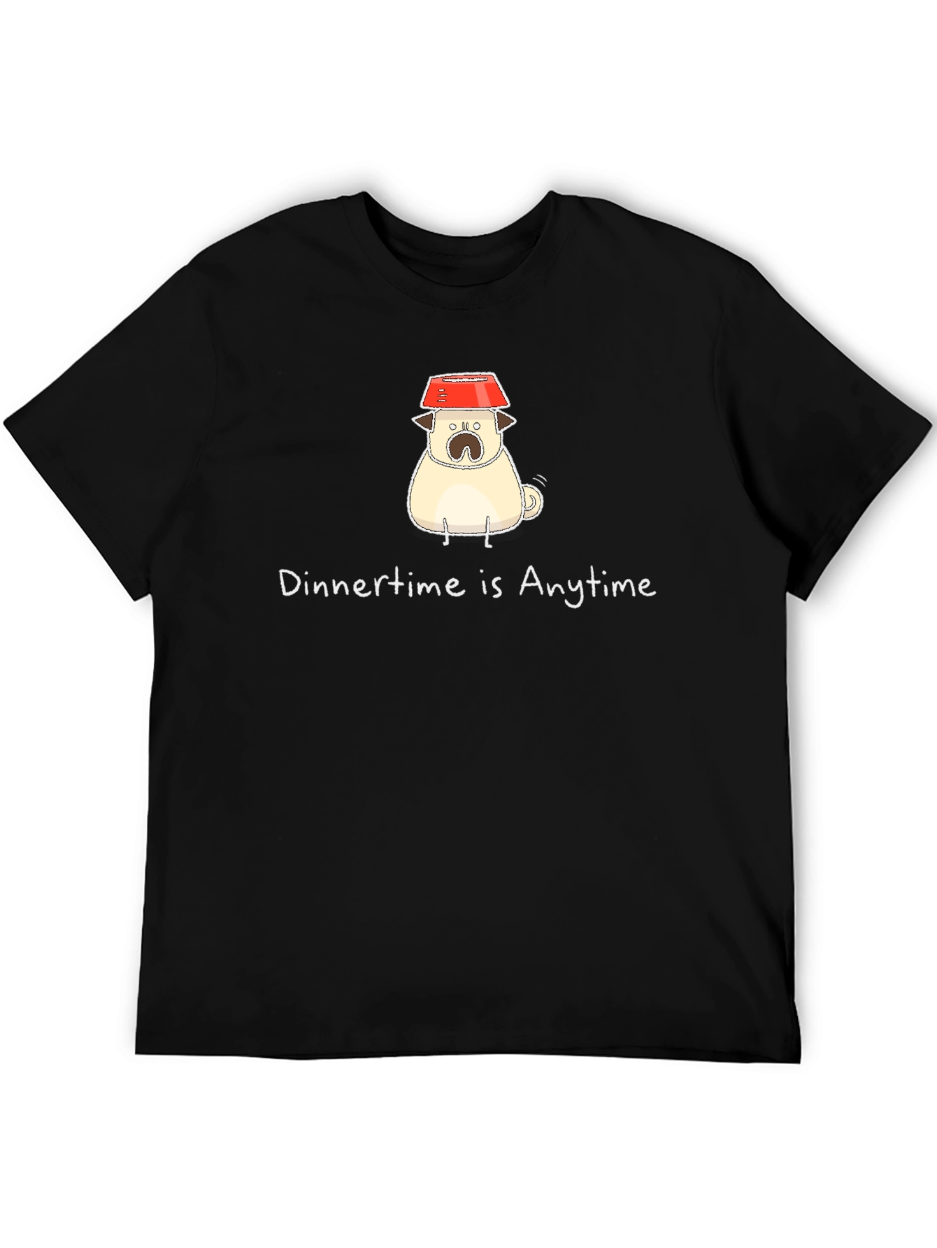 Black Dinner Time Pug T-Shirt - Anytime is Dinner Time! view 5