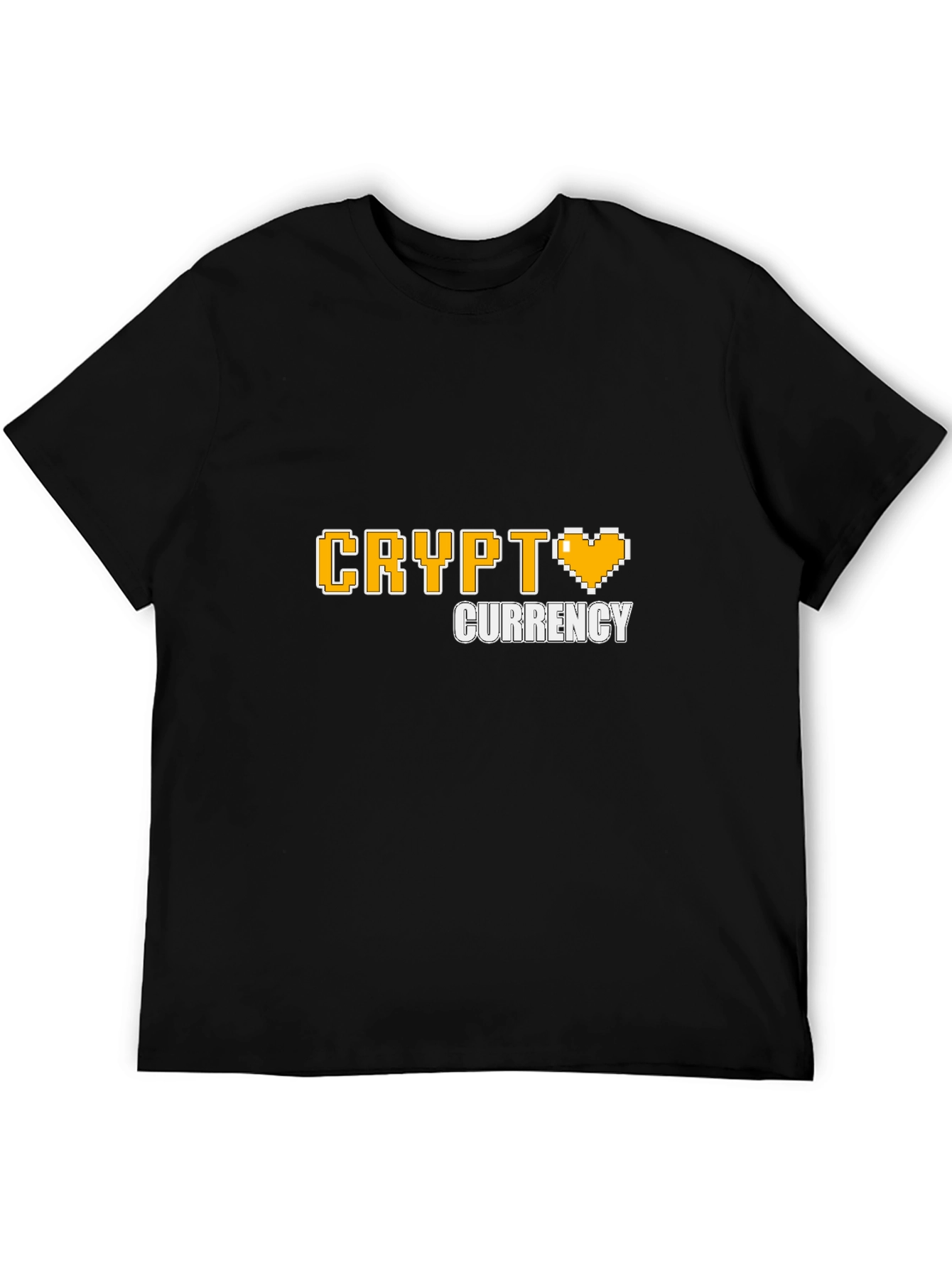 Black Crypto Currency Pixel Heart T-Shirt - Black view 5
