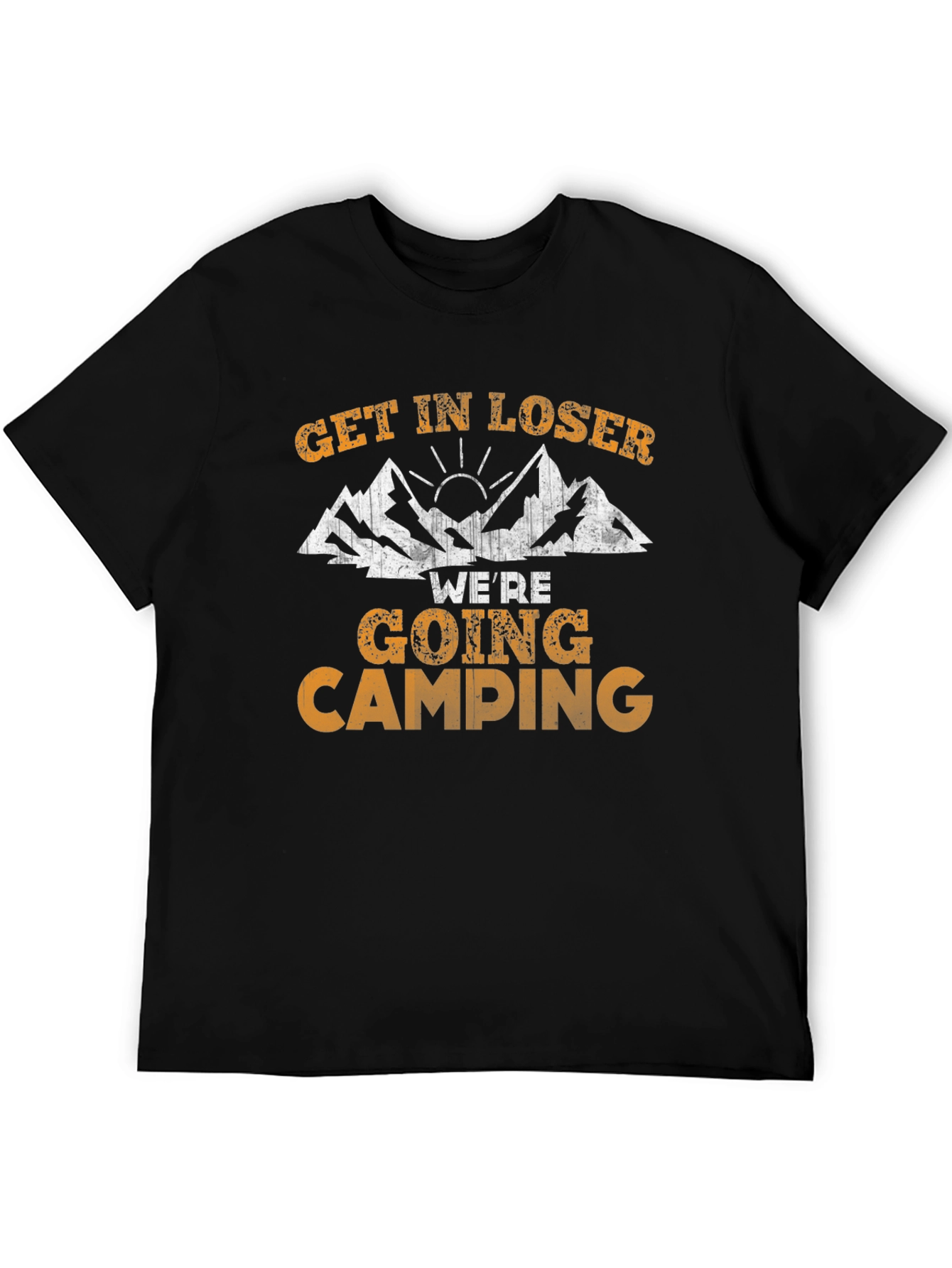 Black Get In Loser We're Going Camping Graphic T-Shirt view 5