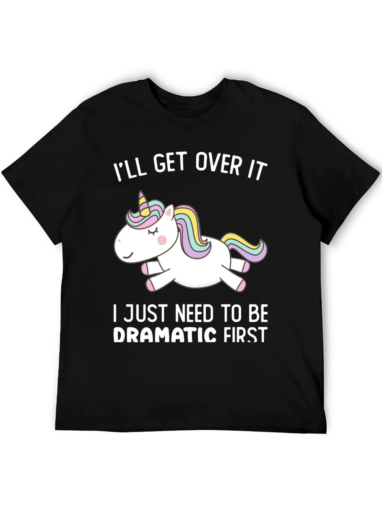 Black Dramatic Unicorn T-Shirt - Funny Graphic Tee view 5