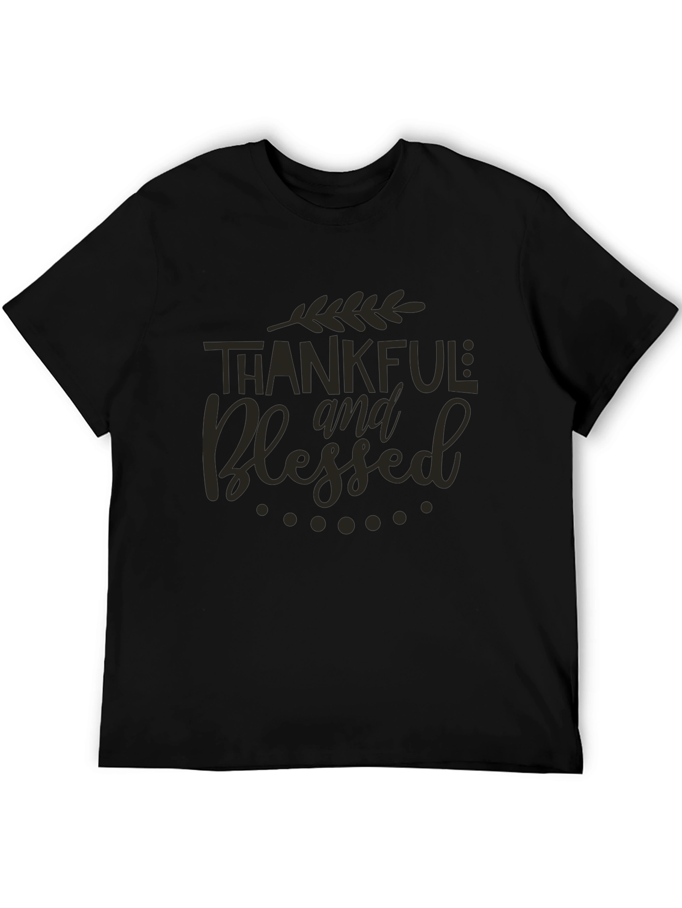Black Thankful & Blessed Graphic Tee - Soft Cotton Blend view 5