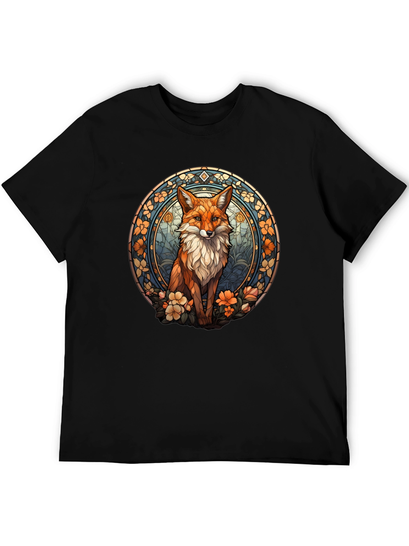 Black Fox Art T-Shirt - Black Cotton Blend view 5