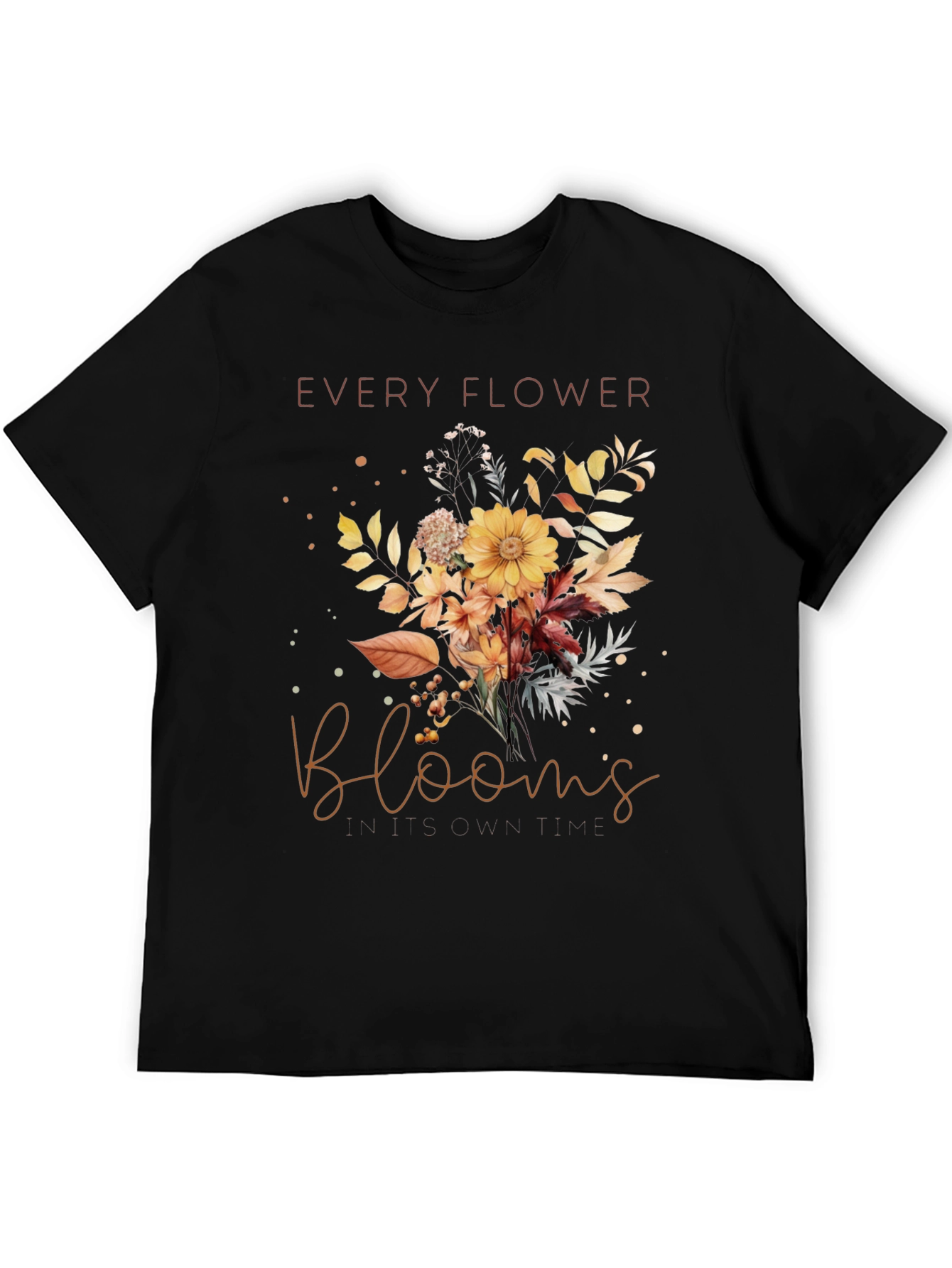 Black Every Flower Blooms T-Shirt - Floral Graphic Tee view 5