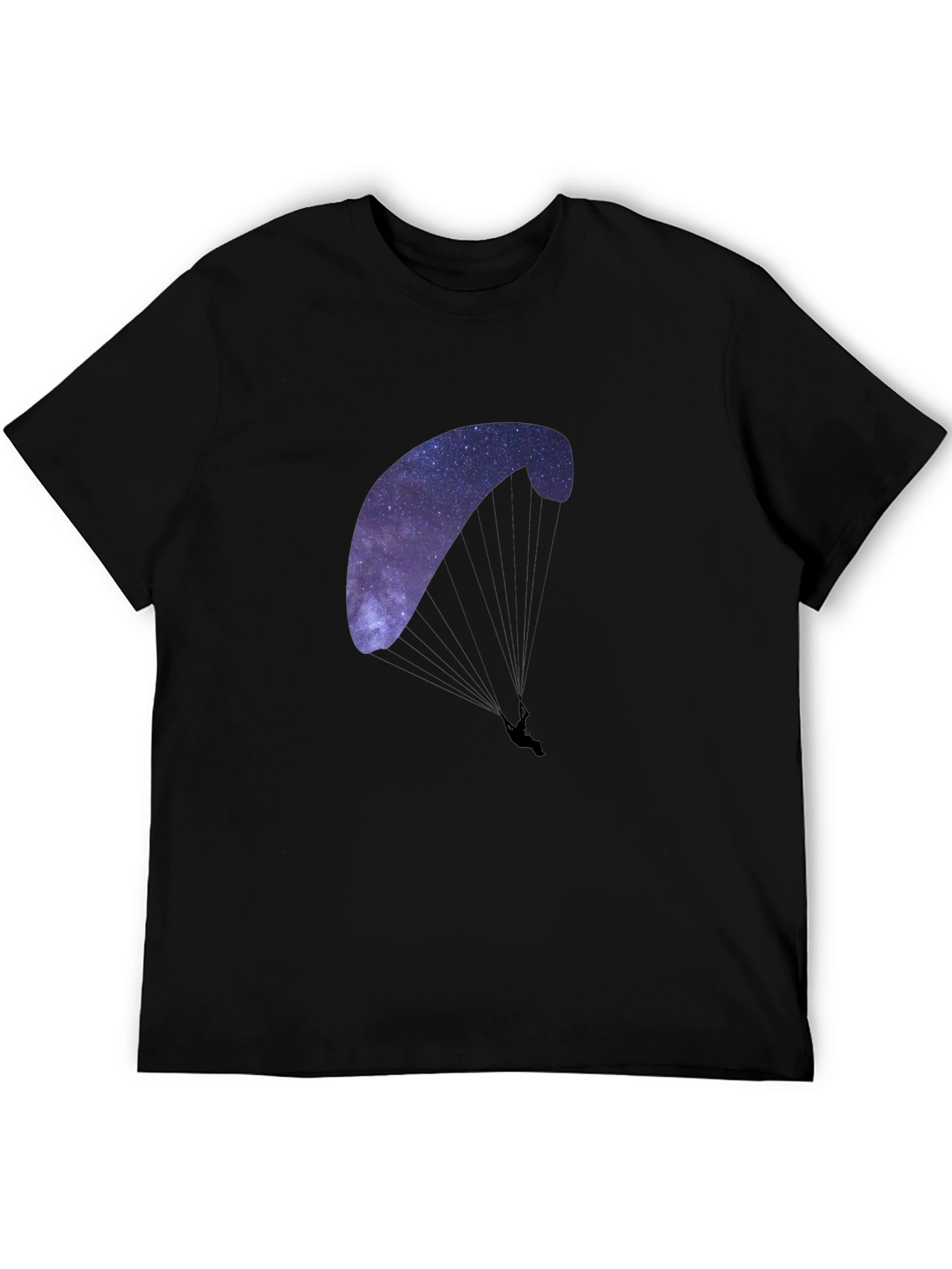 Black Galaxy Paragliding Graphic Tee - Black Cotton Blend view 5