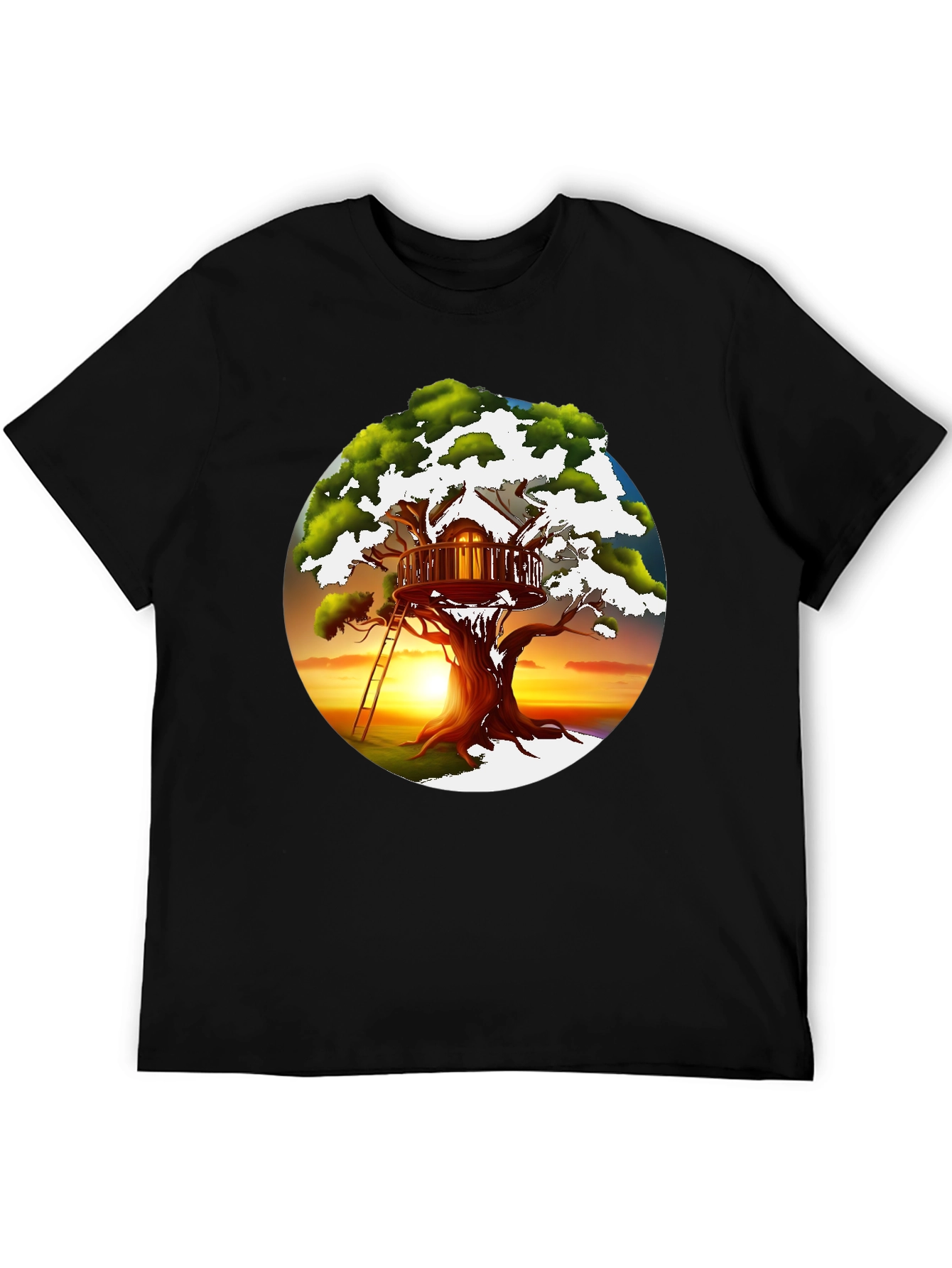 Black Treehouse Graphic T-Shirt - Unique Design view 5