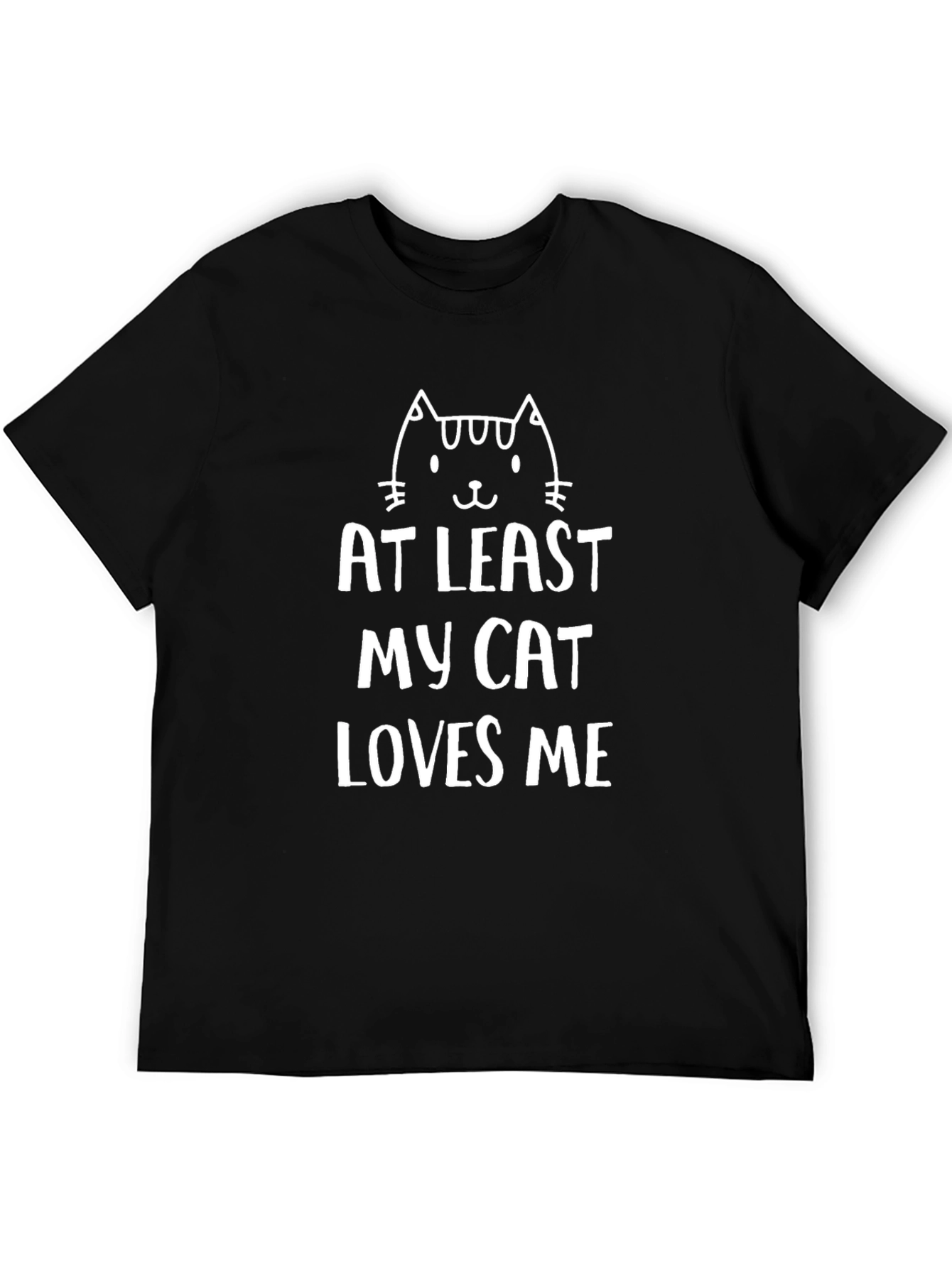 Black Funny Cat Lover T-Shirt - At Least My Cat Loves Me view 5