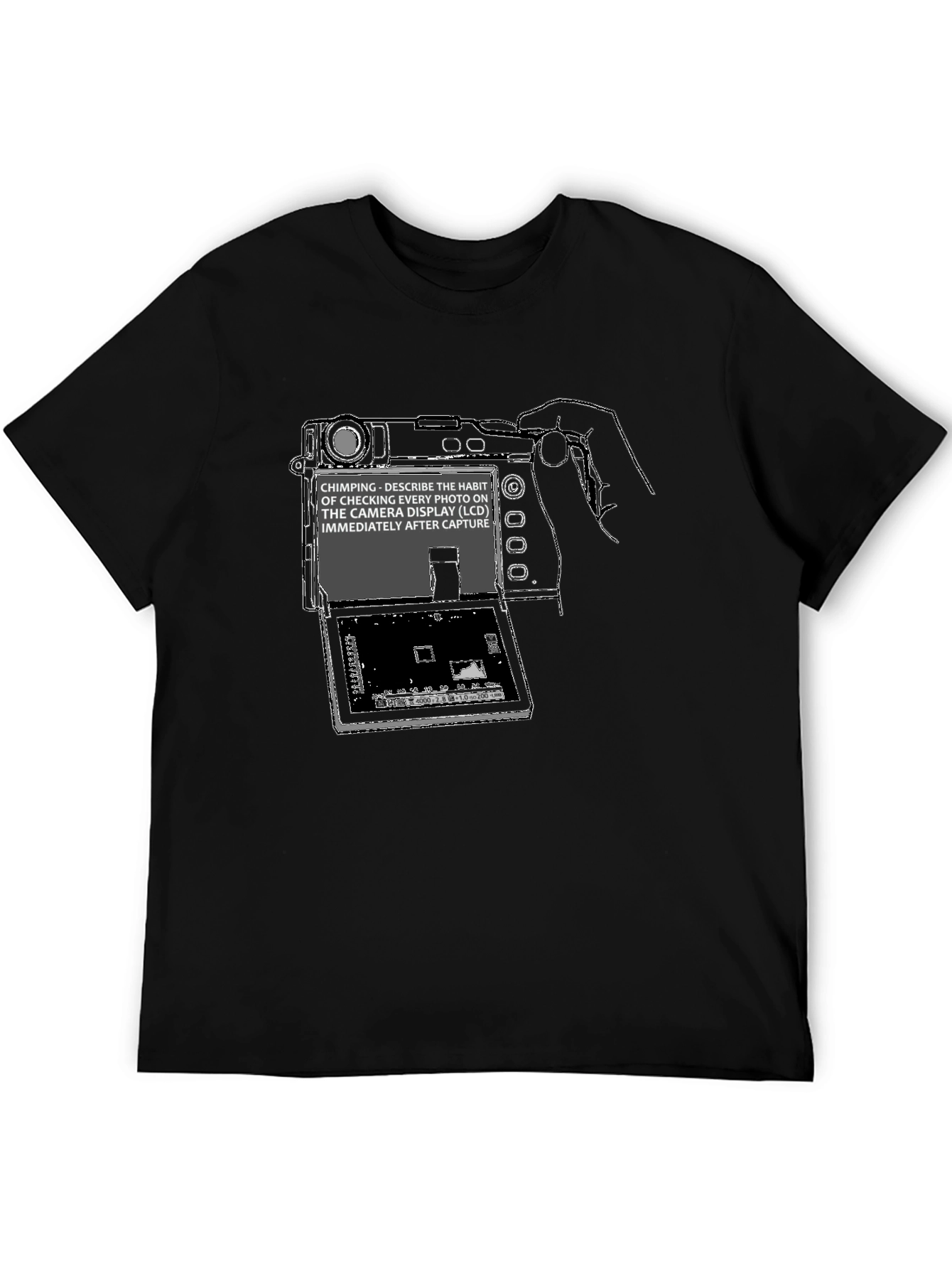 Black Chimping Camera Definition T-Shirt - Photographer Humor Tee view 5