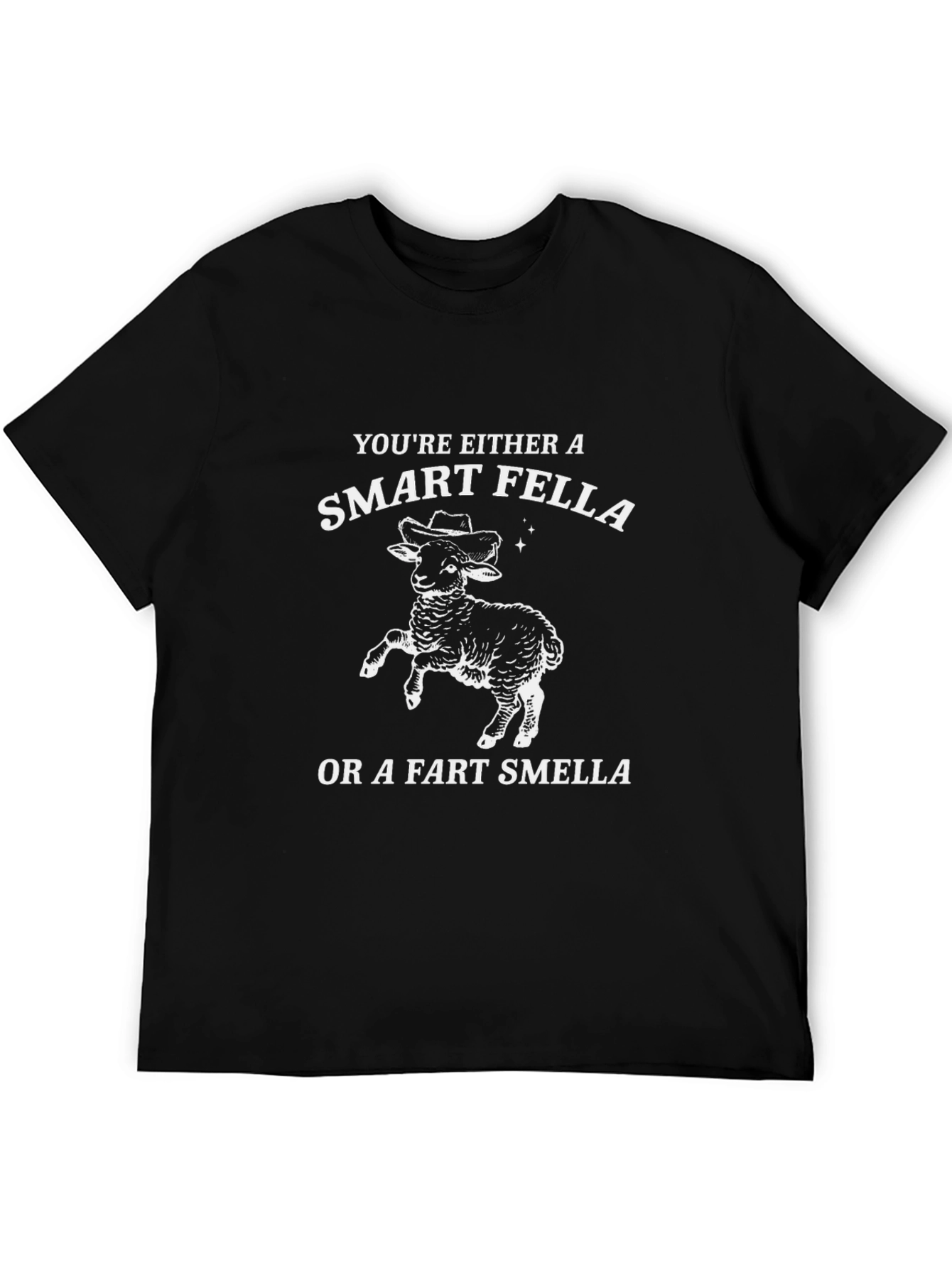Black Smart Fella T-Shirt - Funny Sheep Graphic Tee view 5