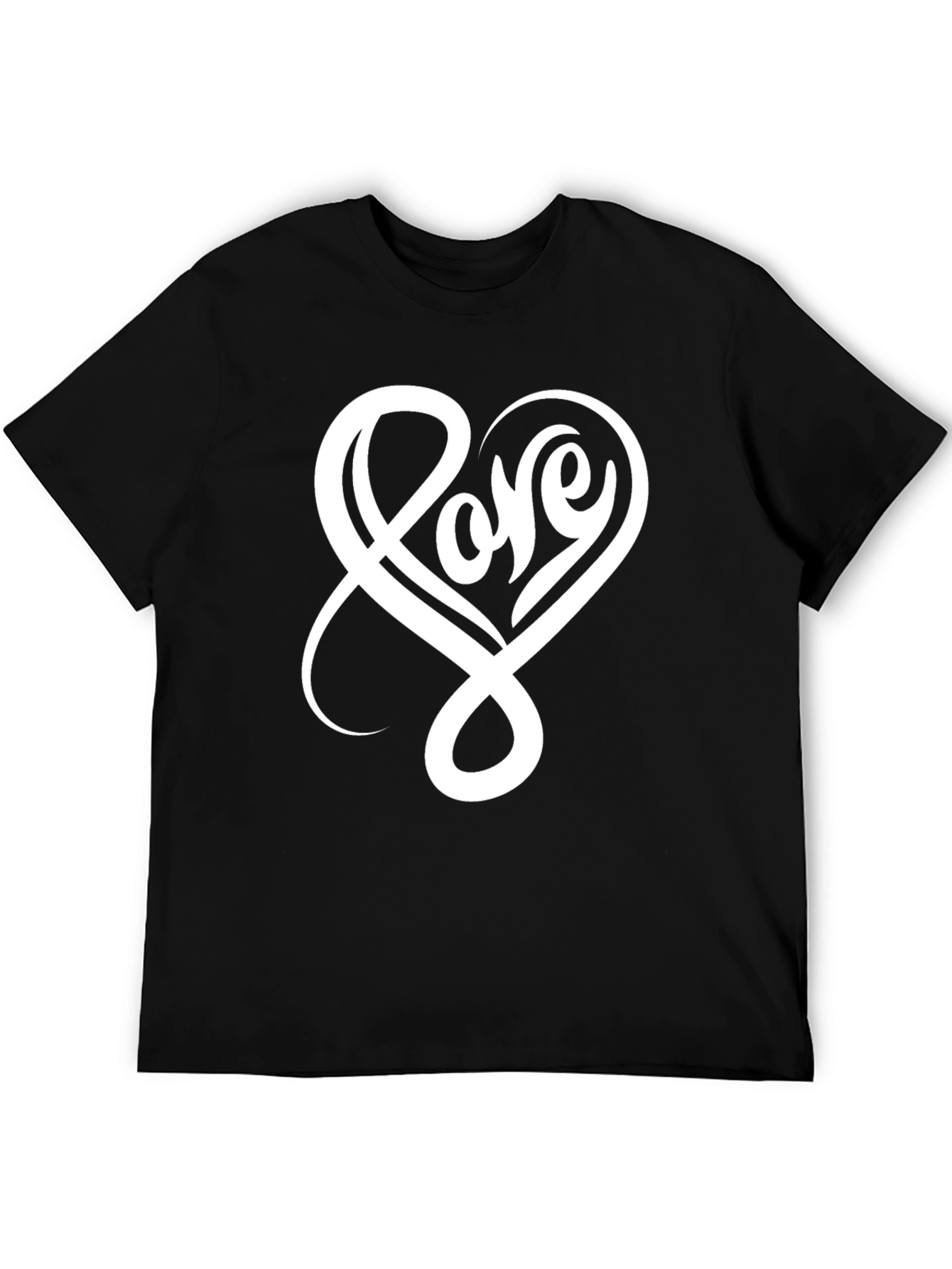 Black Love Heart Graphic Black T-Shirt view 5