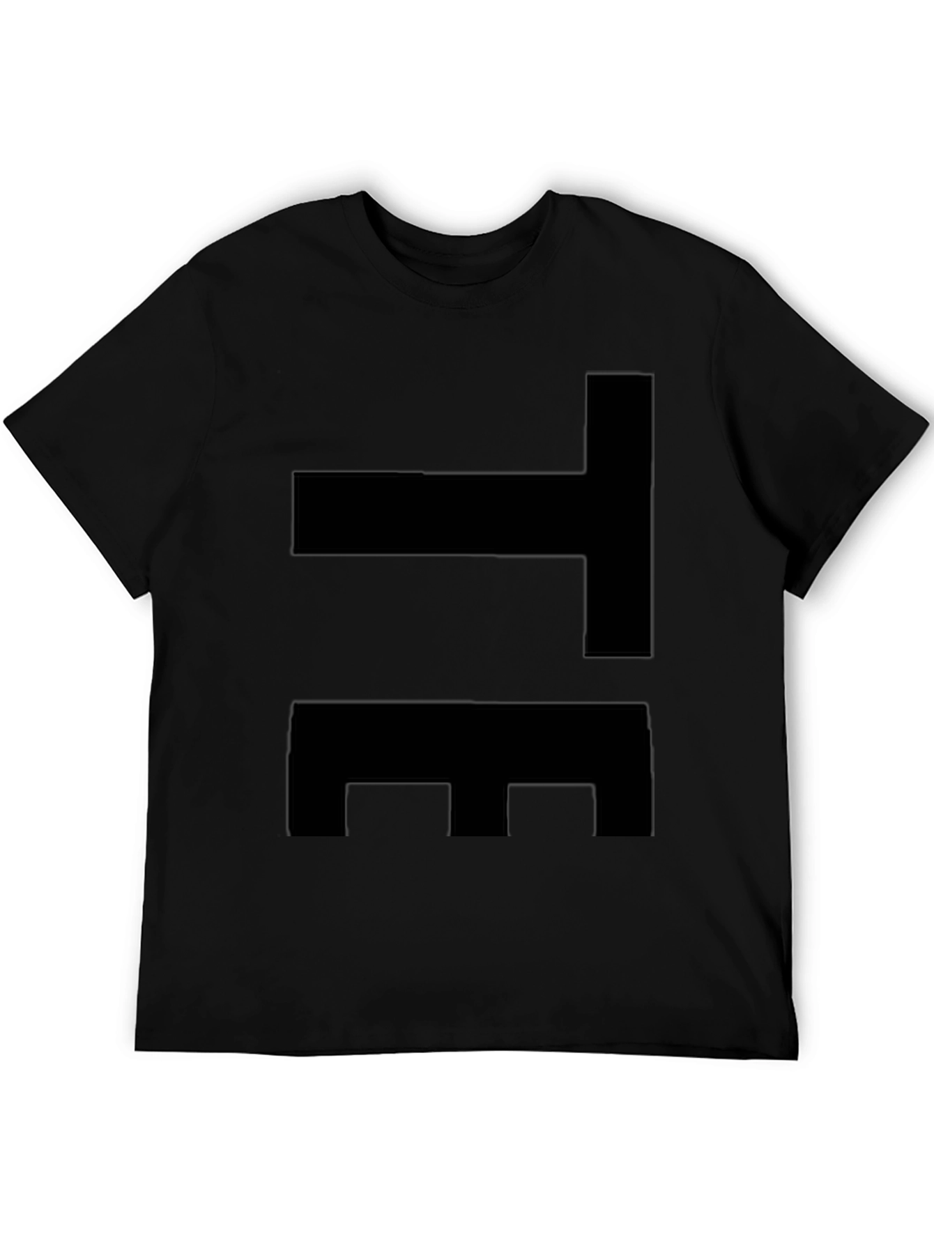 Black Modern Abstract Graphic Tee - Black view 5