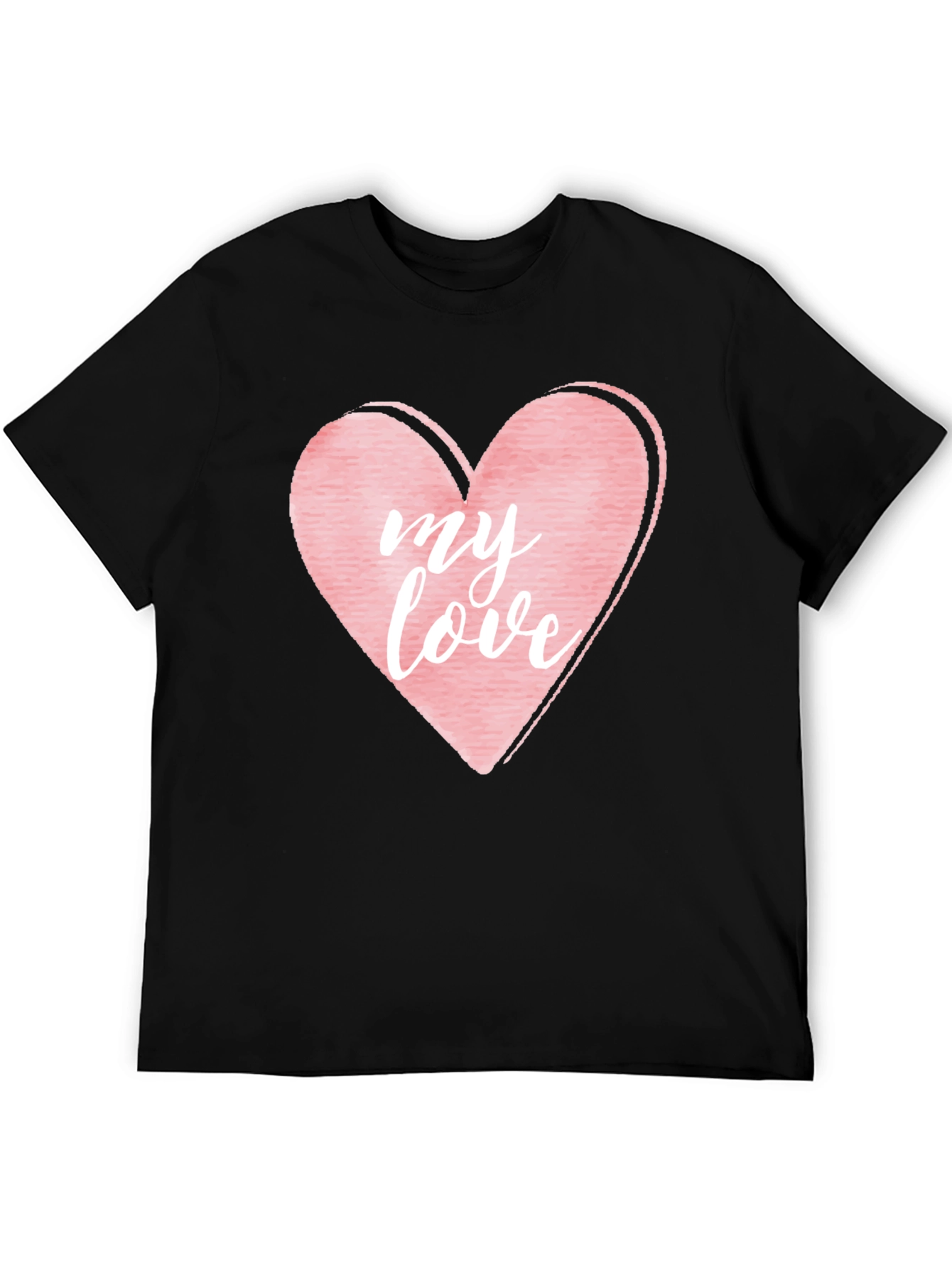 Black My Love Heart Graphic T-Shirt view 5