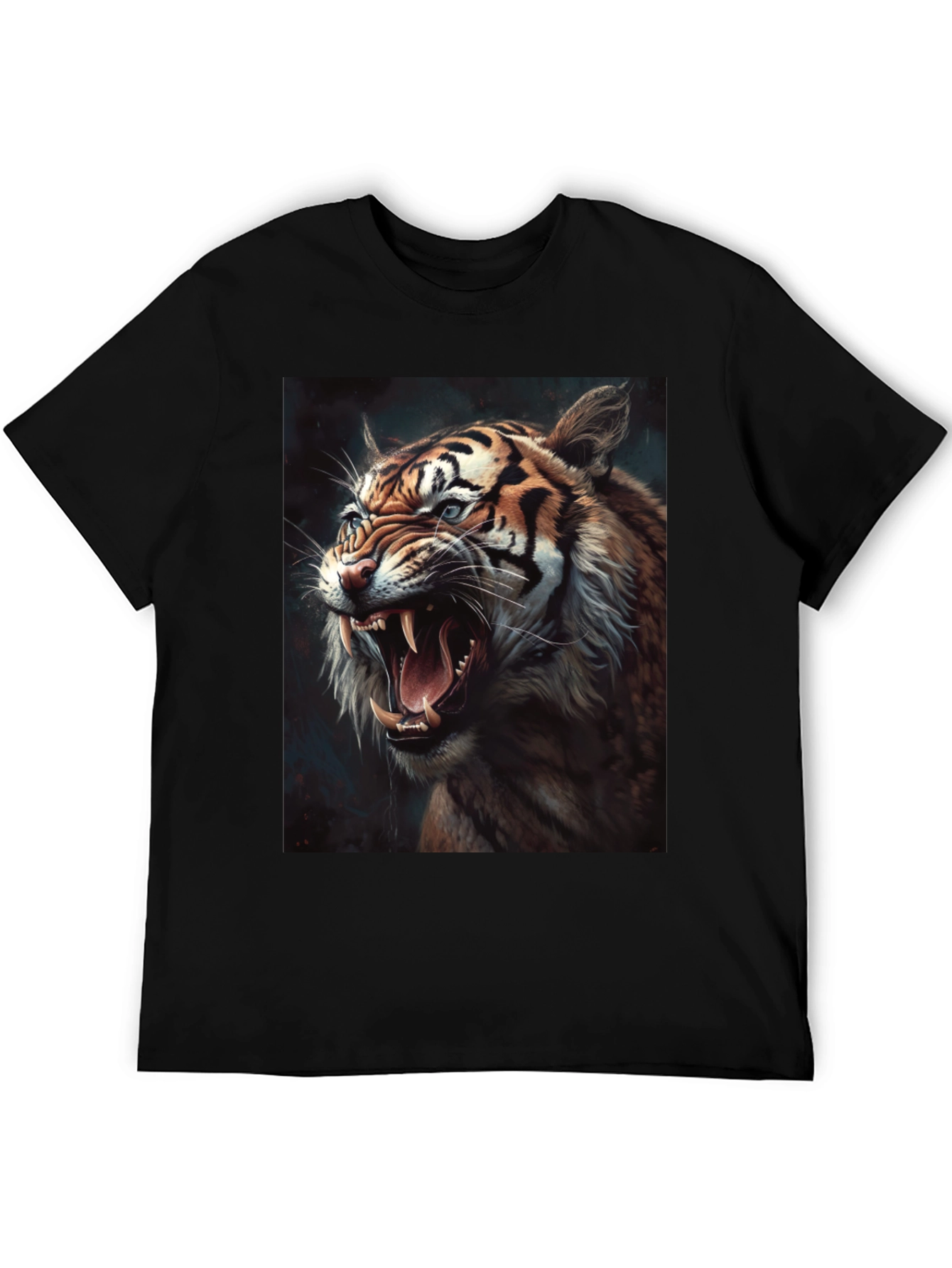 Black Tiger Graphic Print Crew Neck T-Shirt view 5