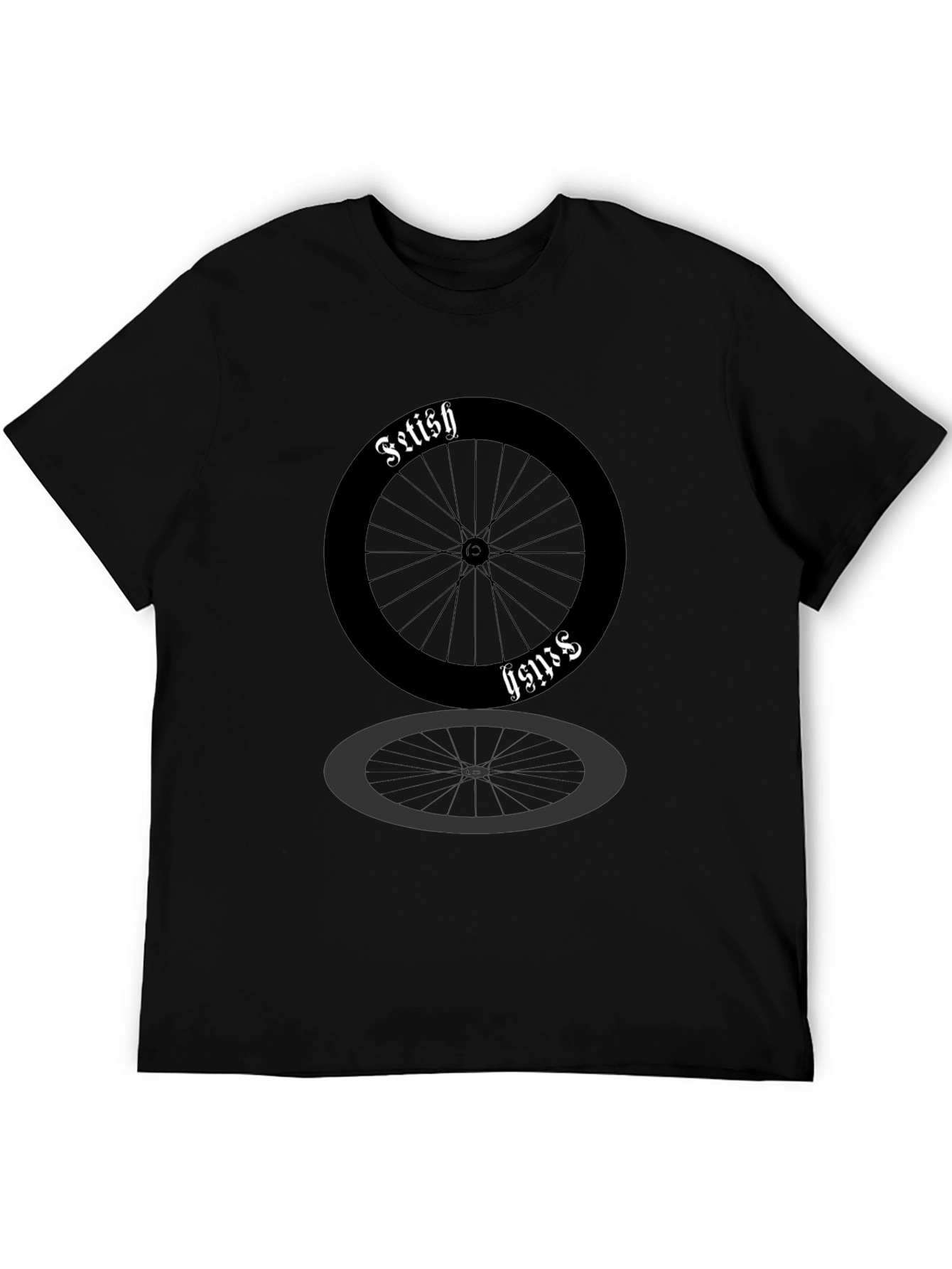 Black Fetish Cycle Wheel Black T-Shirt view 5