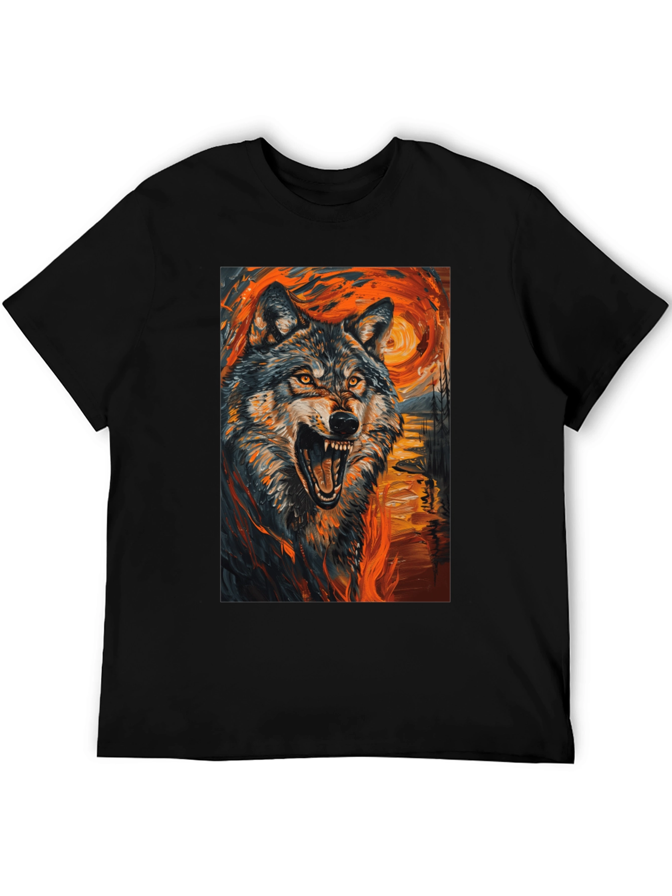 Black Wolf Art T-Shirt - Vibrant Graphic Tee view 5