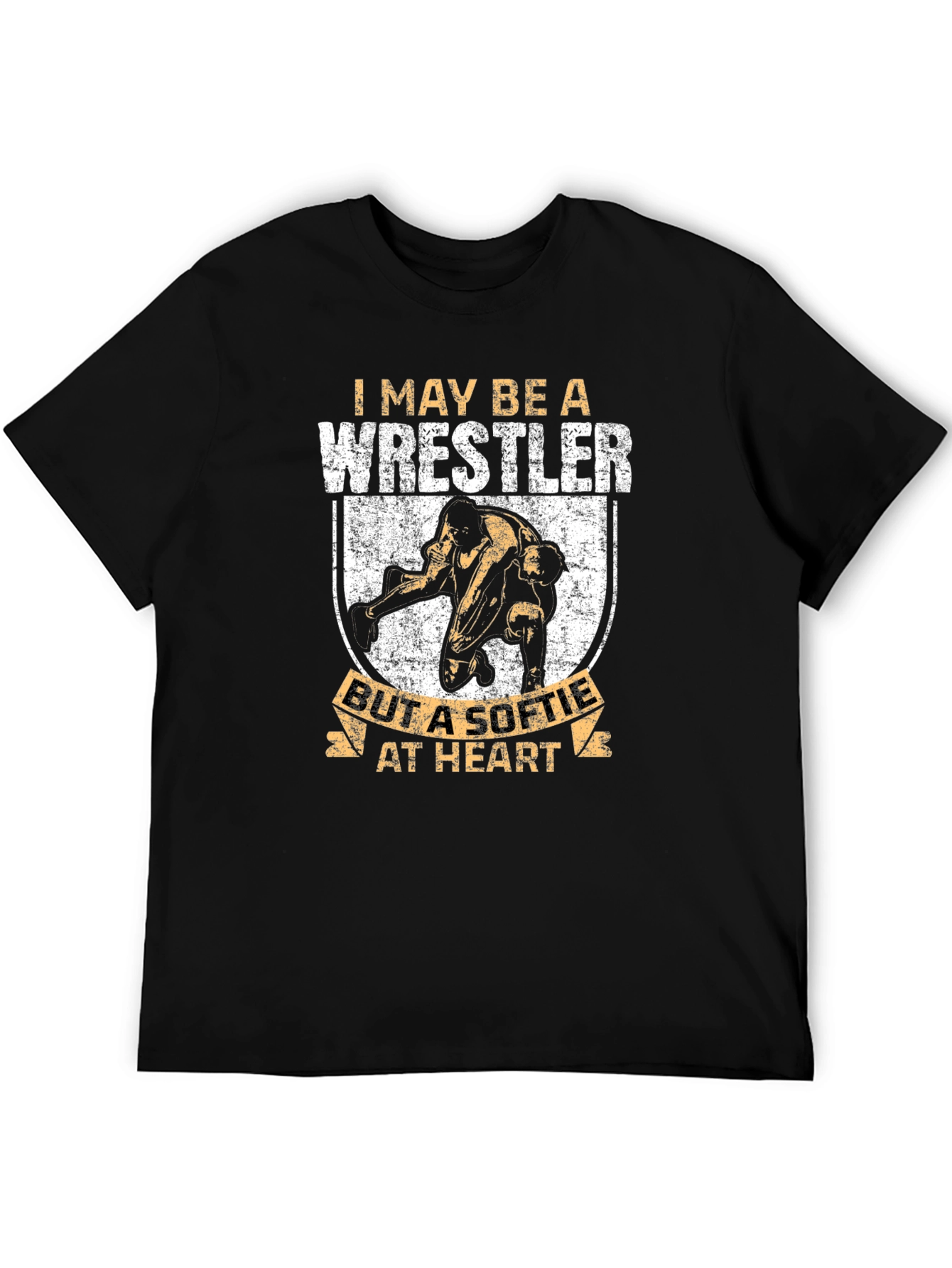 Black I May Be A Wrestler Softie at Heart Graphic Tee view 5