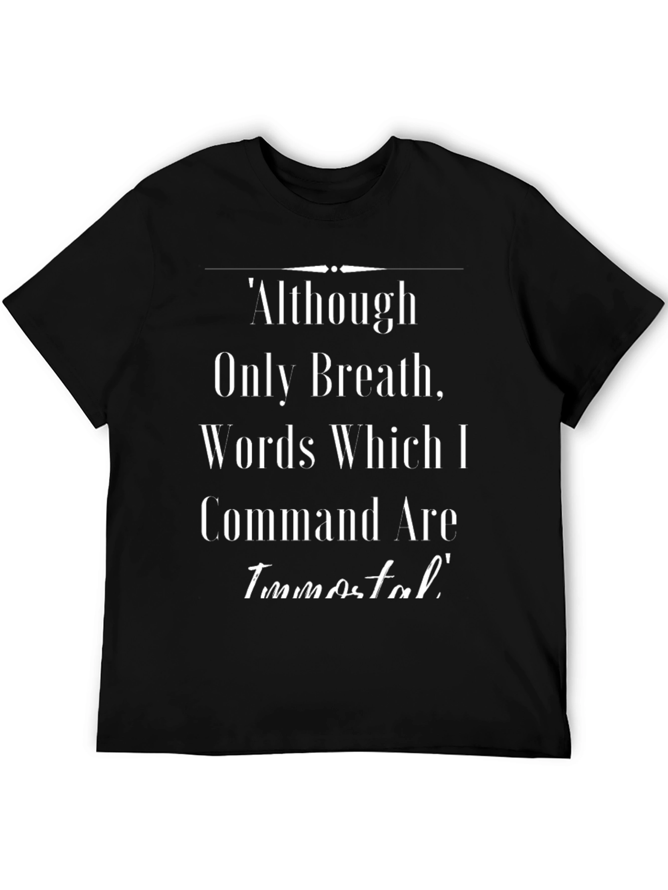 Black Immortal Words Graphic Tee - Black Cotton Blend T-Shirt view 5