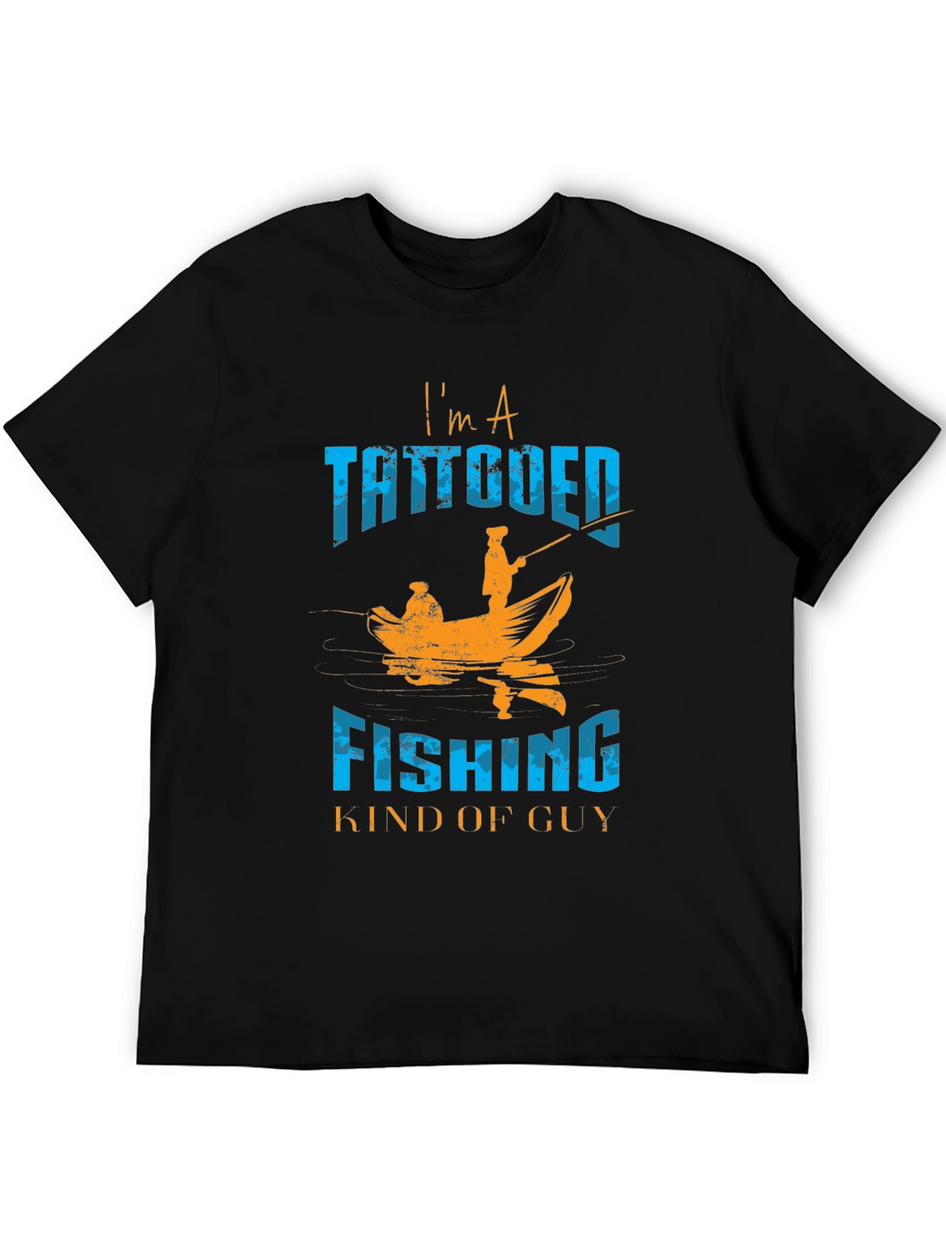 Black Tattooed Fishing Guy Graphic Tee - Black Cotton Blend view 5