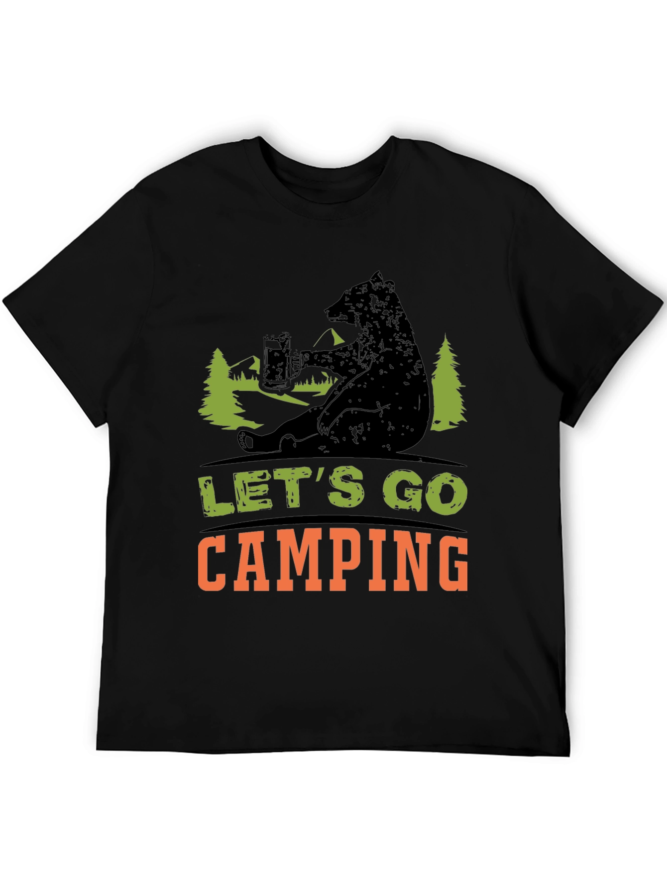 Black Let's Go Camping Bear T-Shirt view 5