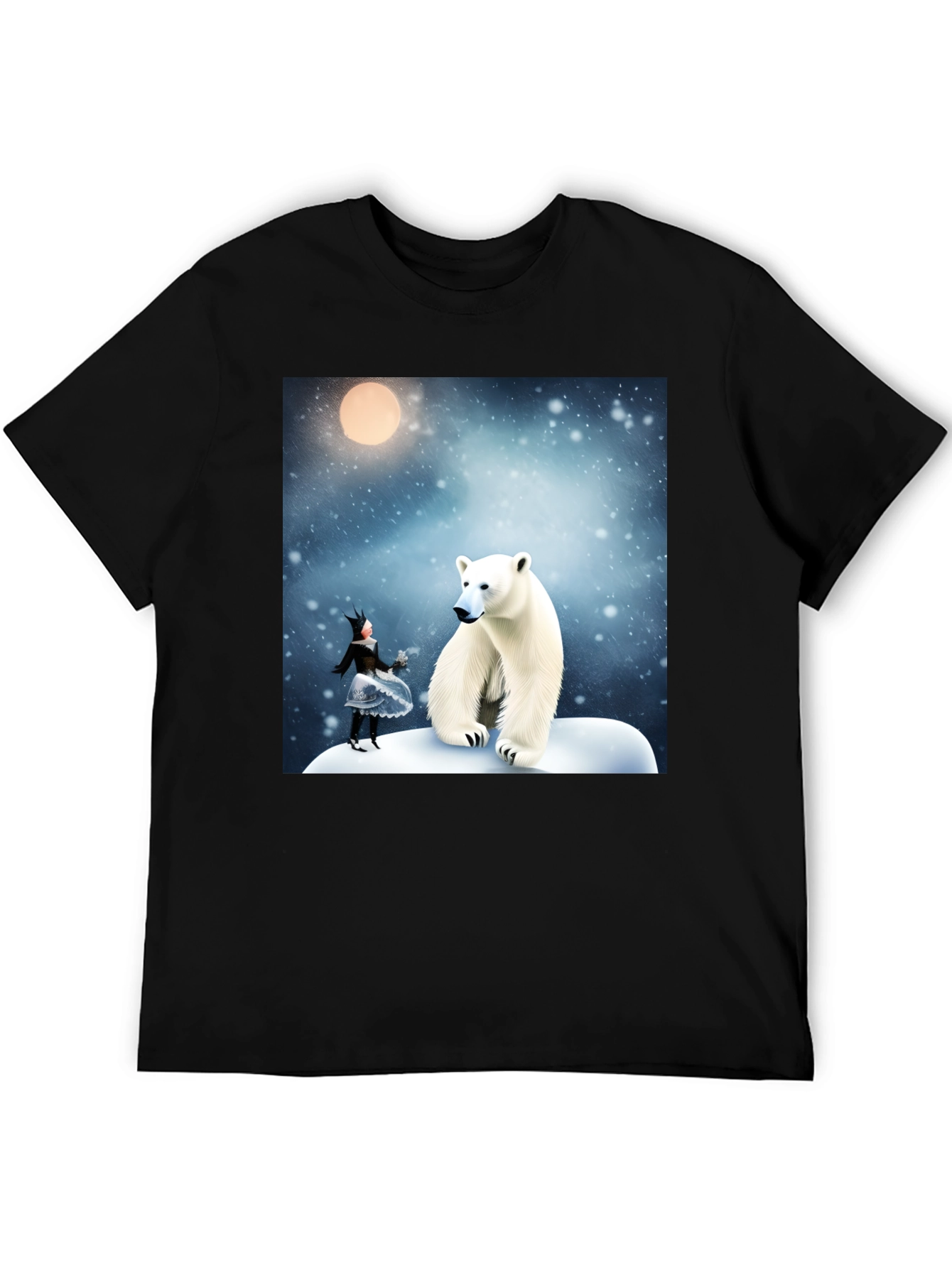 Black Winter Wonderland Polar Bear Graphic Tee view 5