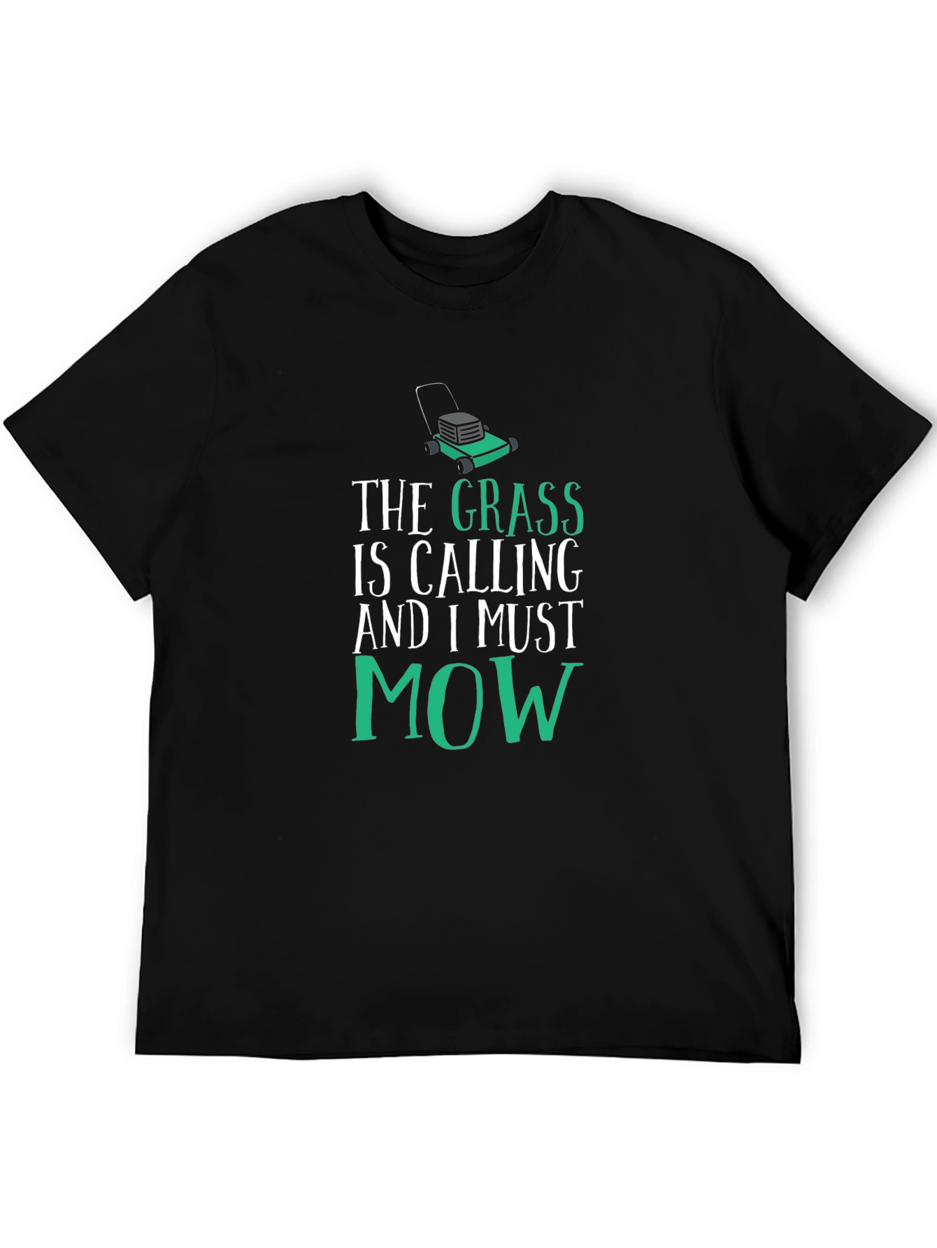Black Funny Lawn Mowing T-Shirt - The Grass is Calling view 5