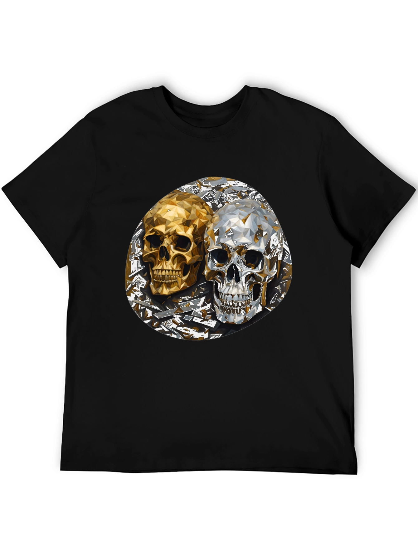 Black Skull Art Graphic Print Men's T-Shirt view 5