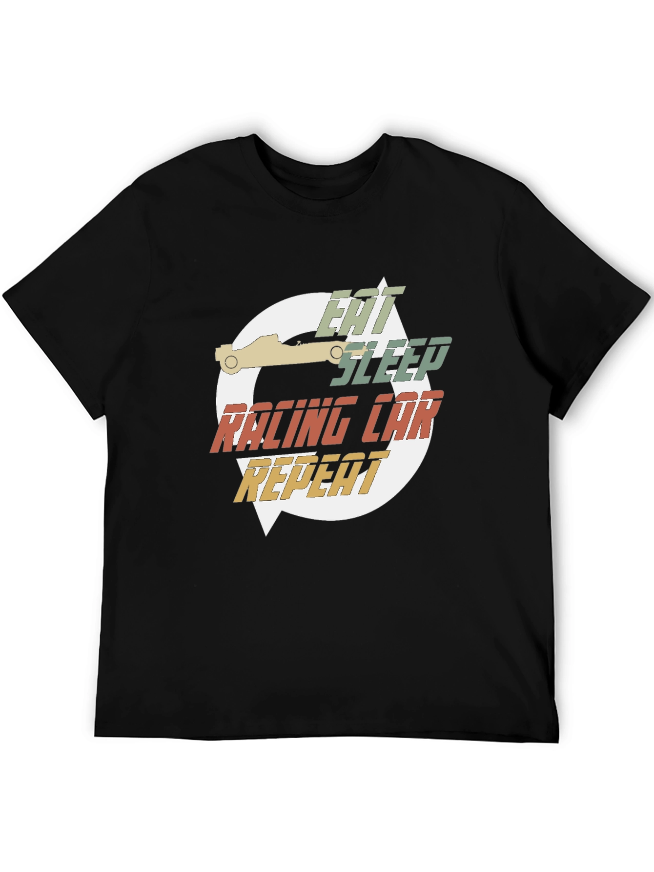 Black Eat Sleep Racing Car Repeat Black T-Shirt view 5