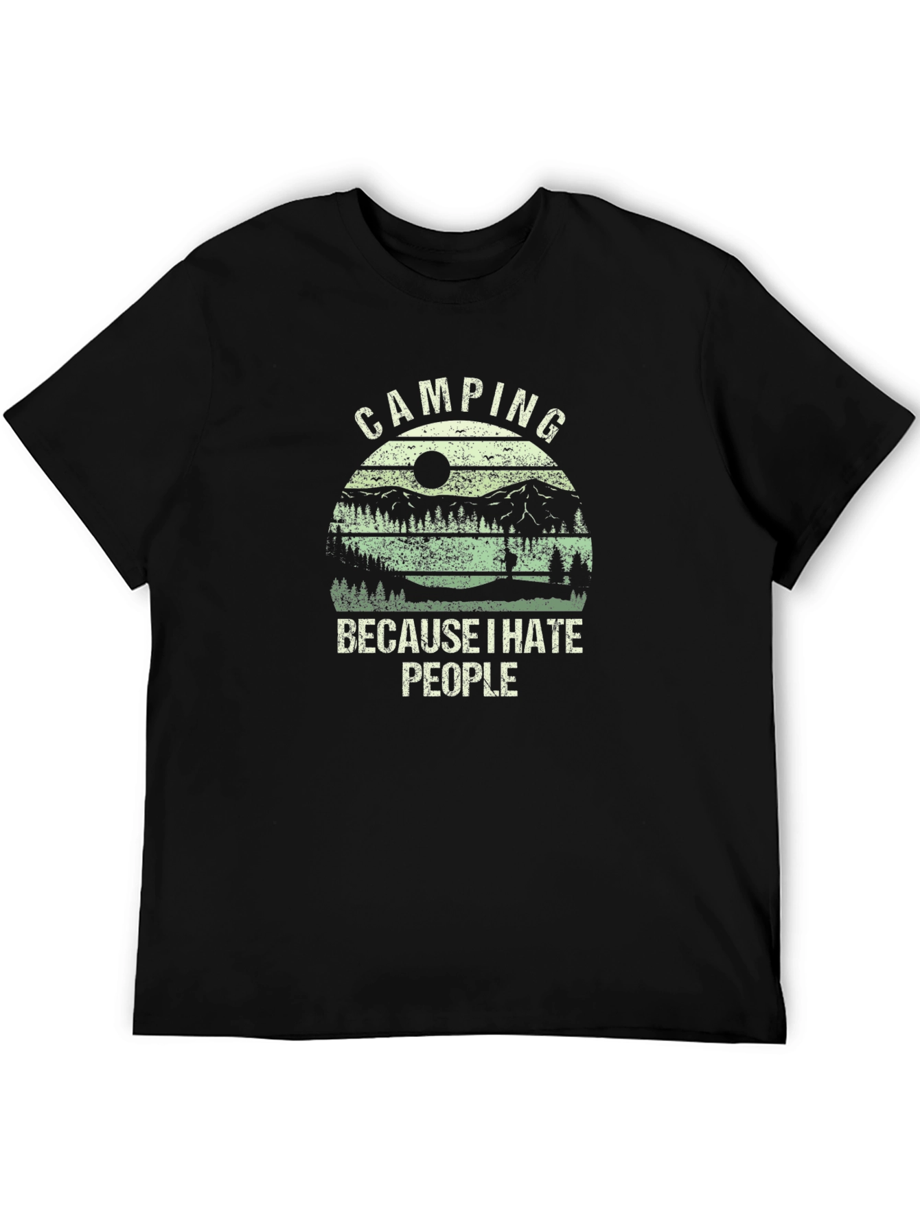 Black Camping Because I Hate People T-Shirt view 5