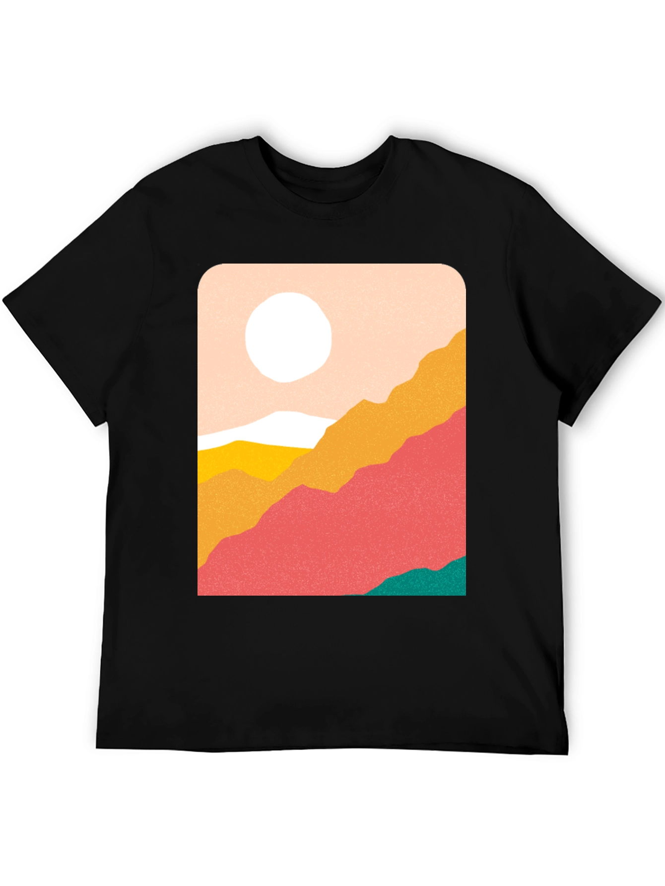 Black Abstract Landscape Graphic Tee - Black view 5