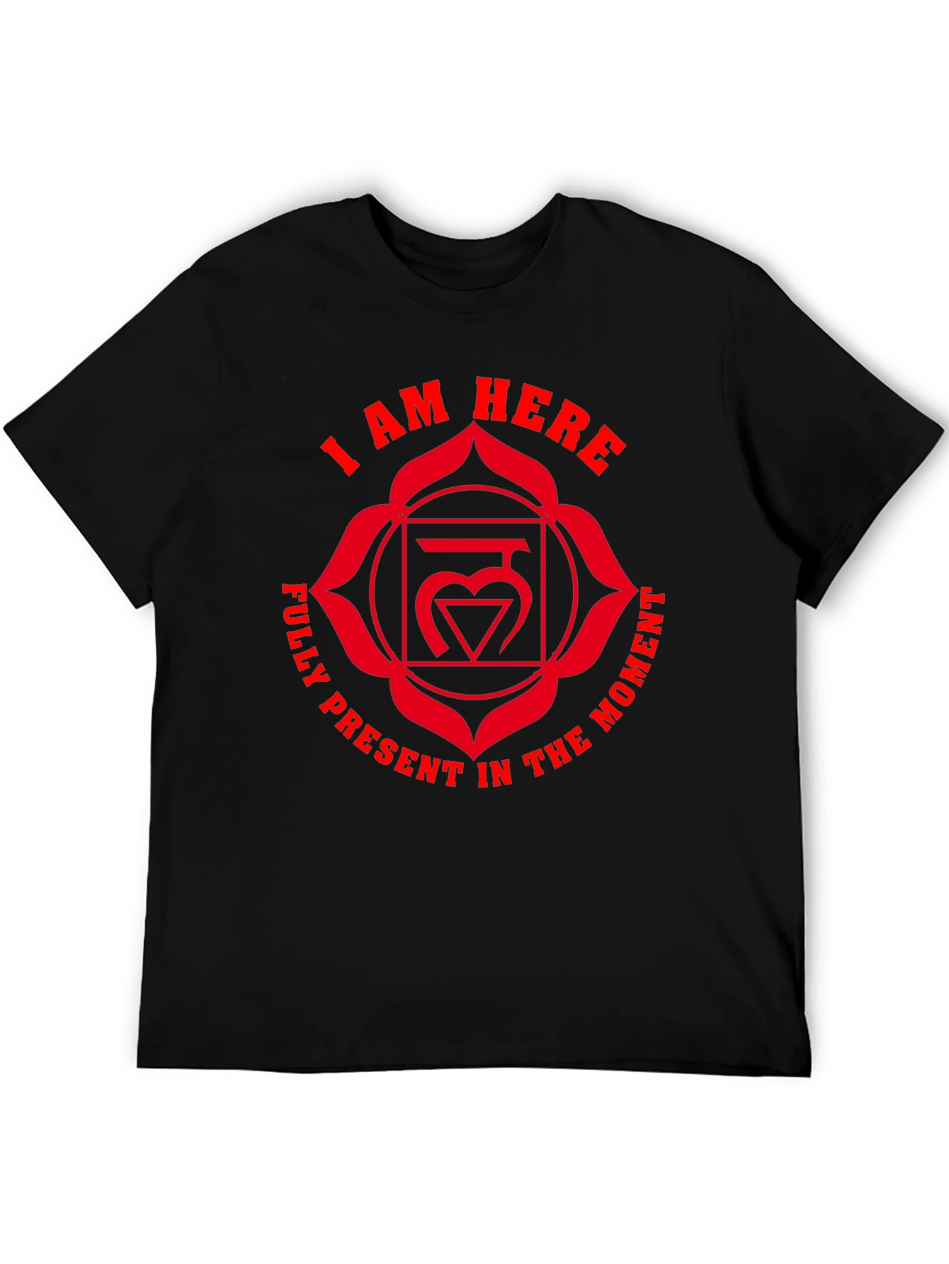 Black I Am Here Chakra T-Shirt - Present Moment Design view 5