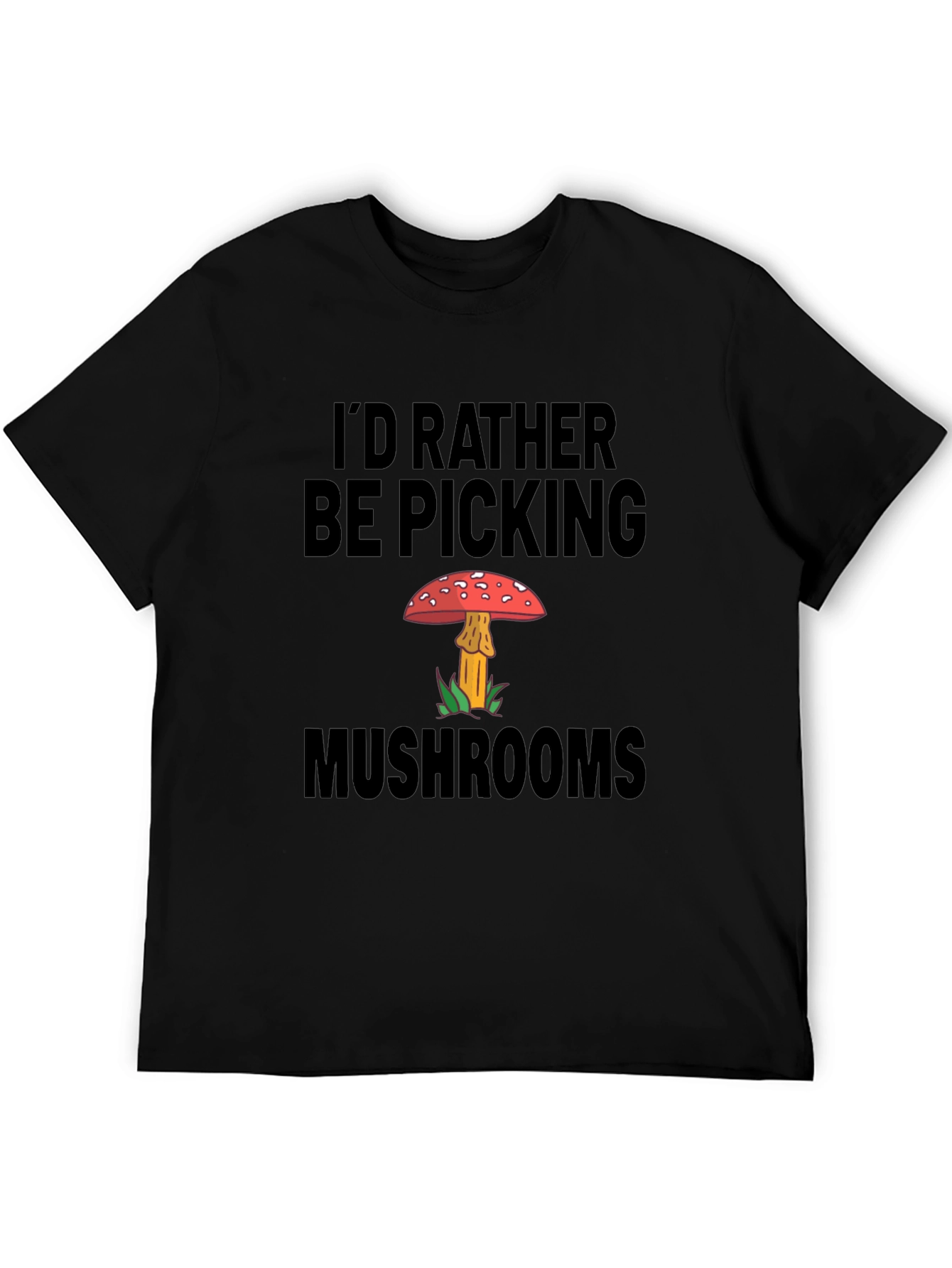 Black Mushroom Picker Graphic T-Shirt view 5
