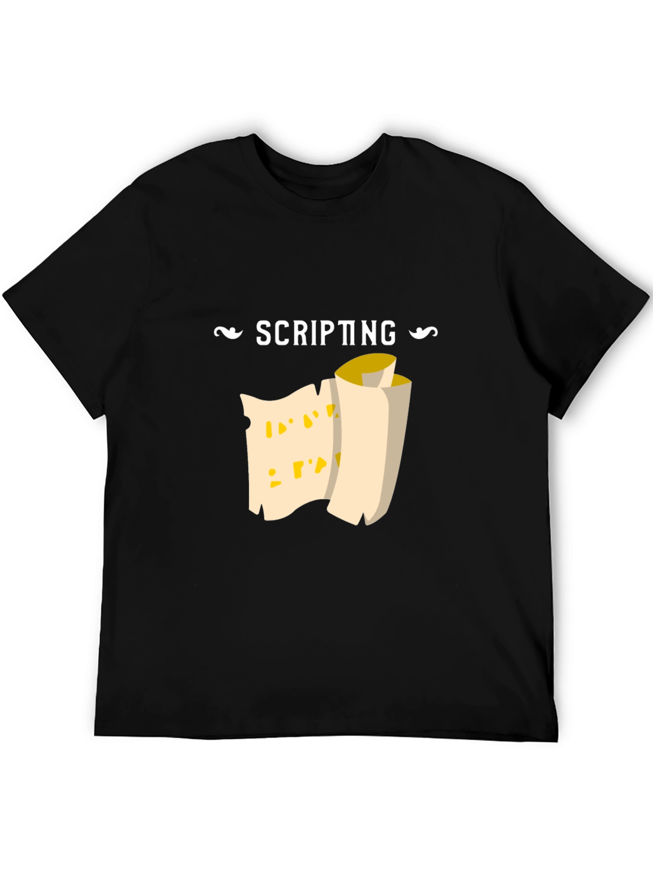 Black Scripting Scroll Graphic Tee - Black Cotton Comfort view 5