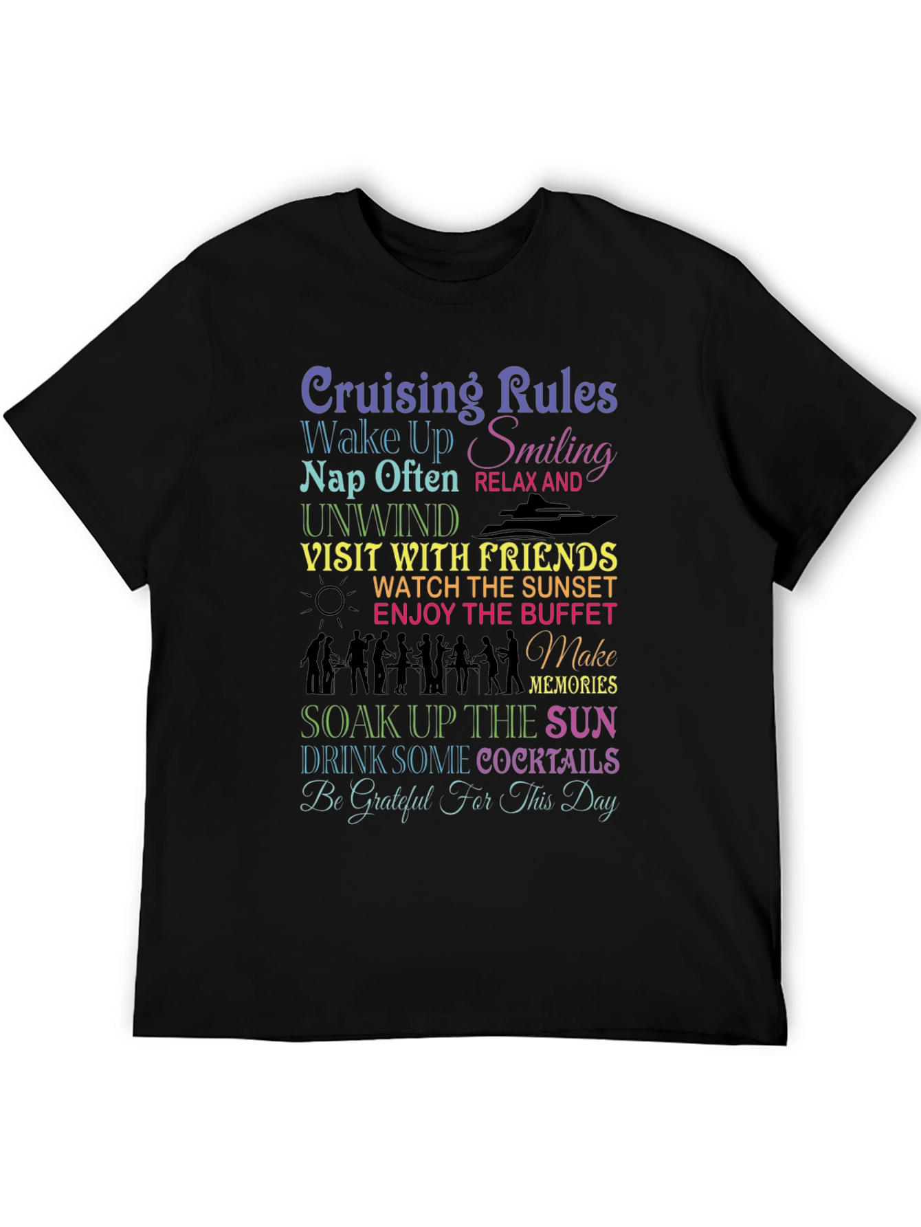 Black Cruising Rules T-Shirt: Wake Up Smiling view 5
